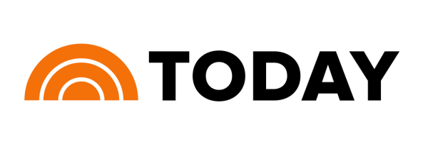 Today logo in black with orange rainbow brand symbol on white background