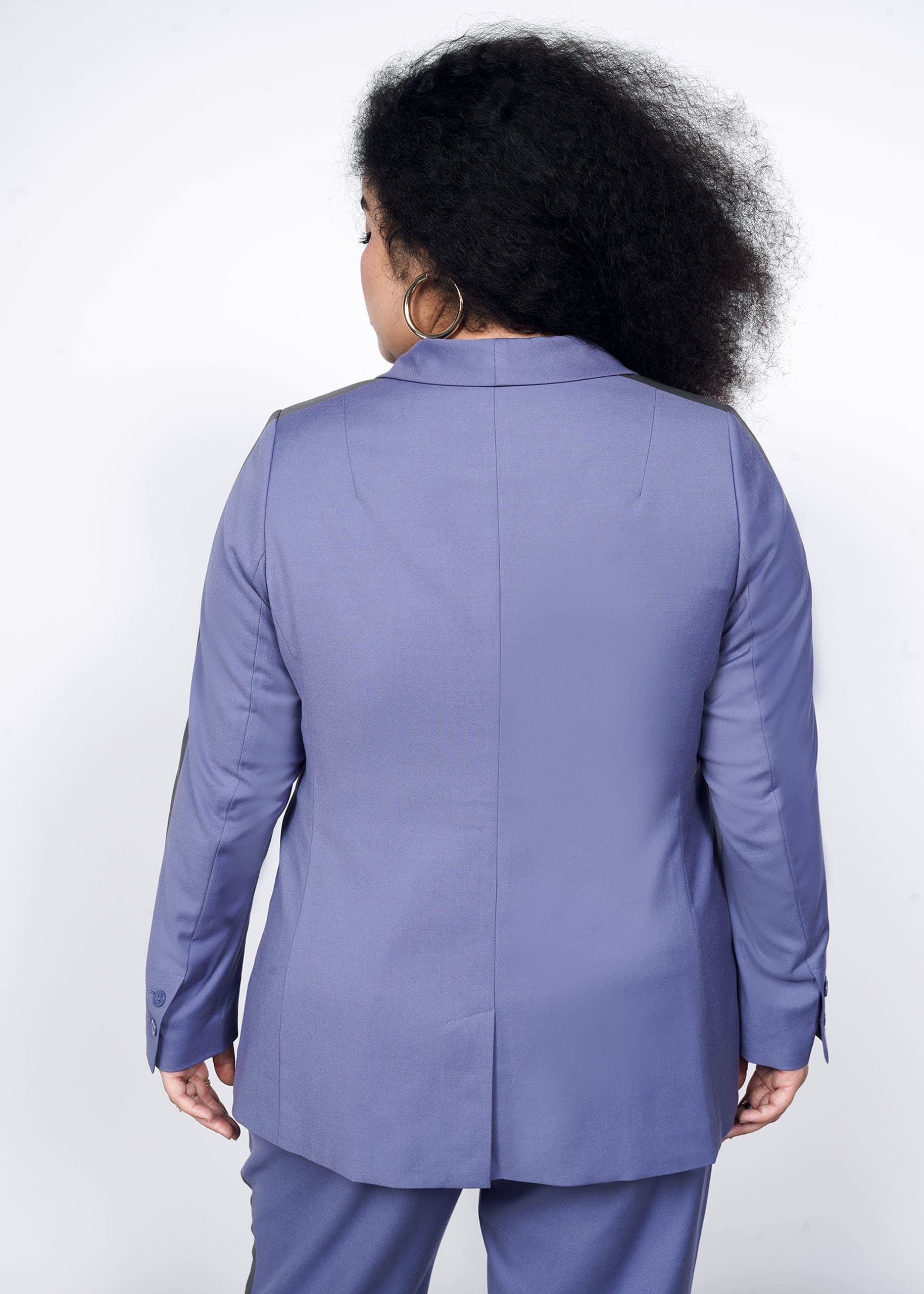1X=The Empower Colorblock Tux Blazer in Blueberry / Charcoal