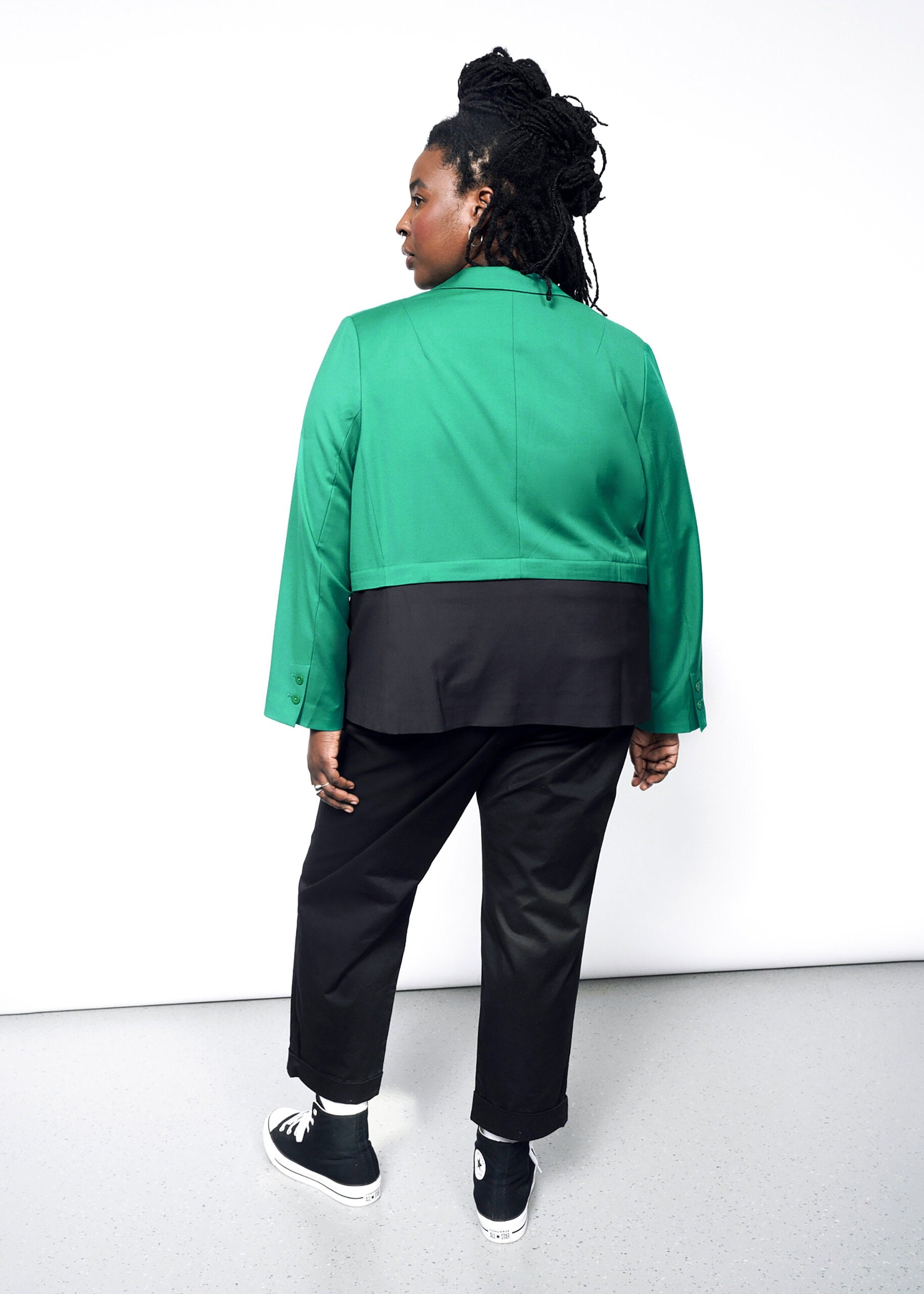 1X=The Empower Convertible Blazer in Emerald/Black
