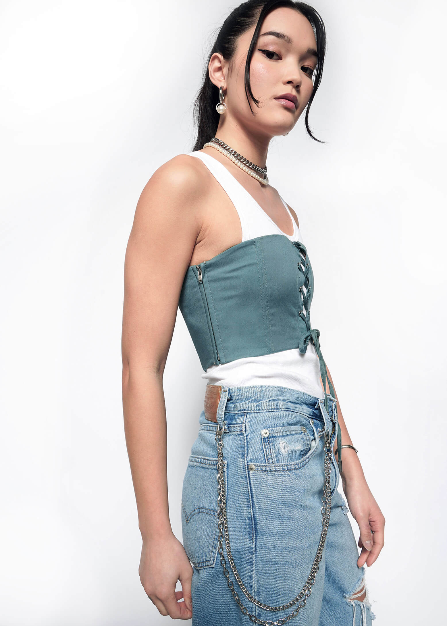 S=The Essential 6-way Corset in Dark Teal