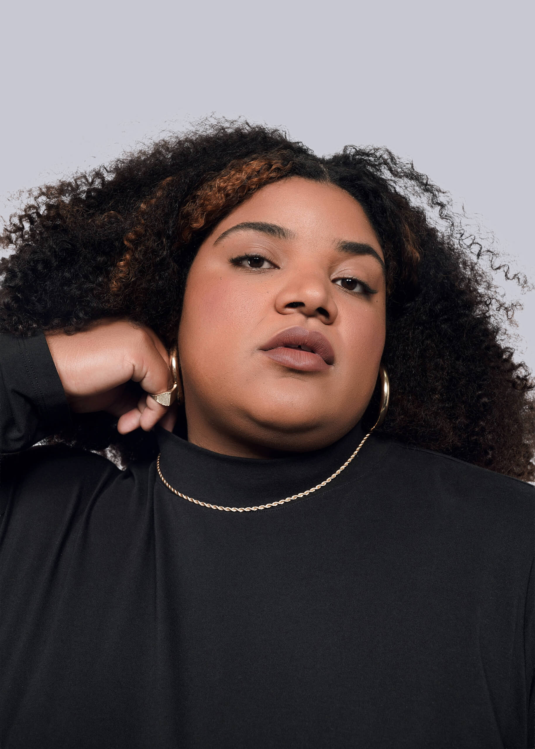 1X=The Essential Long Sleeve Mock Neck Top in Black