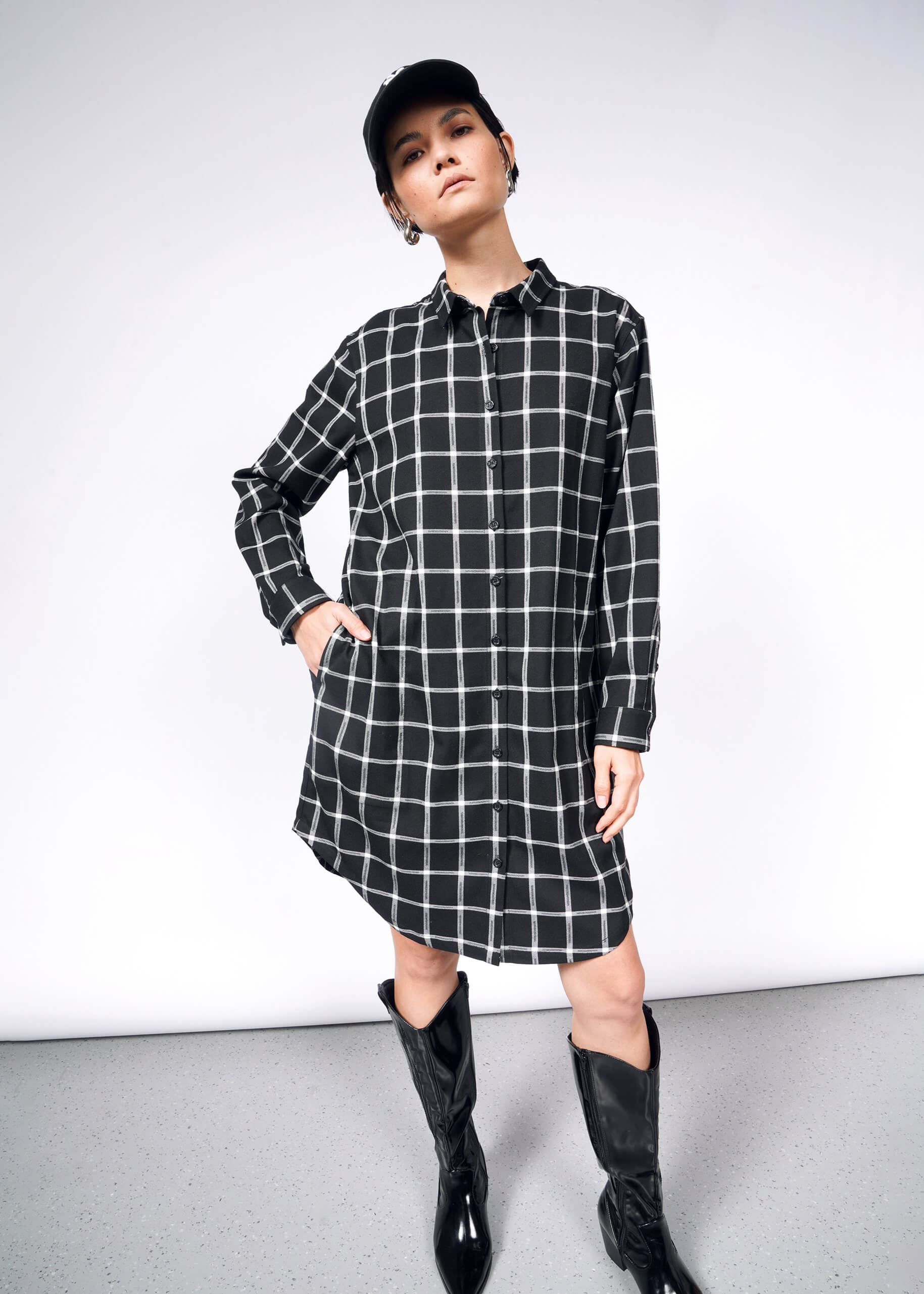Flannel Shirt Shirt Dress With Boots Shirt Dress With Ankle Boots 2025