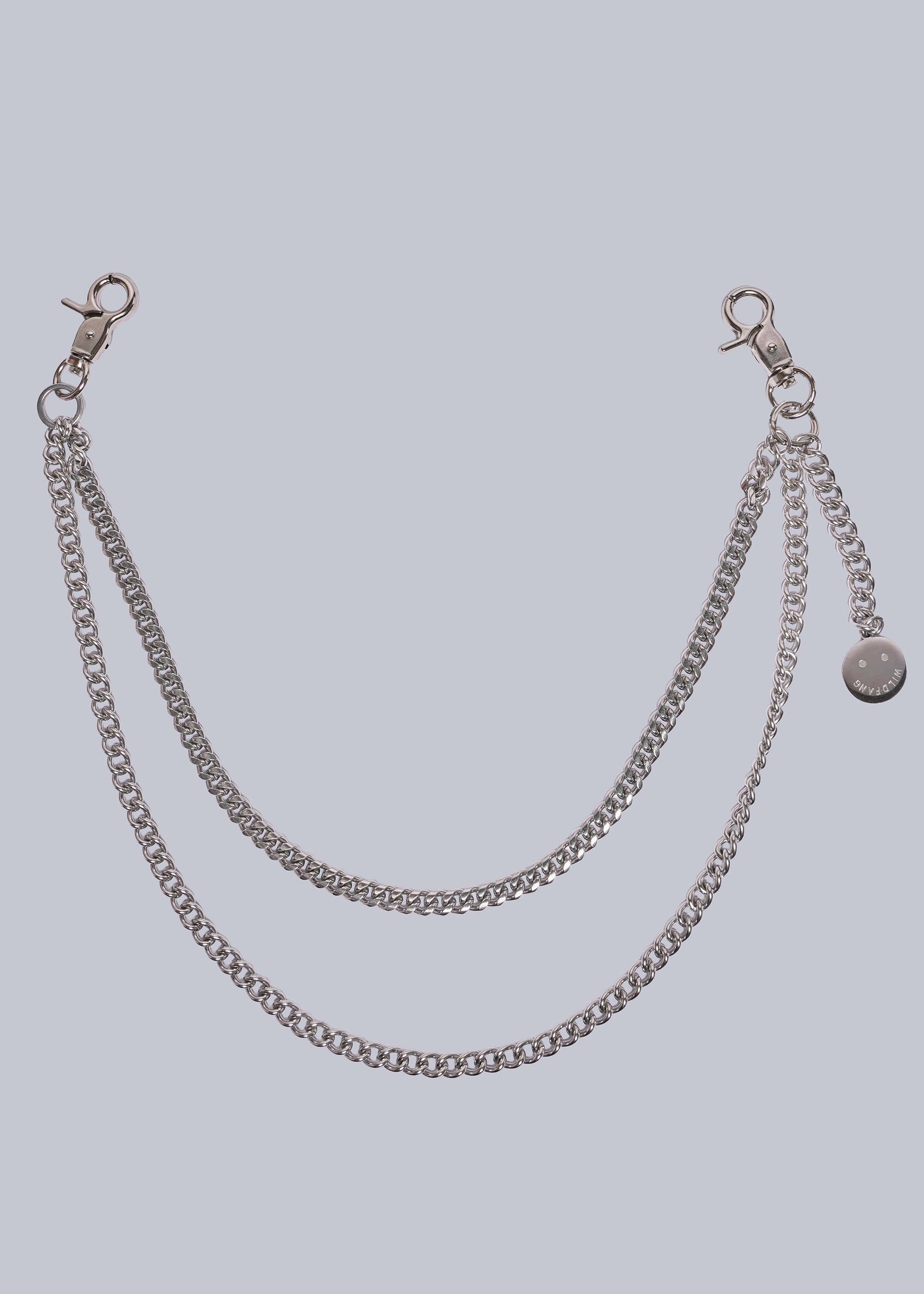 Silver chain accessory on a light gray background