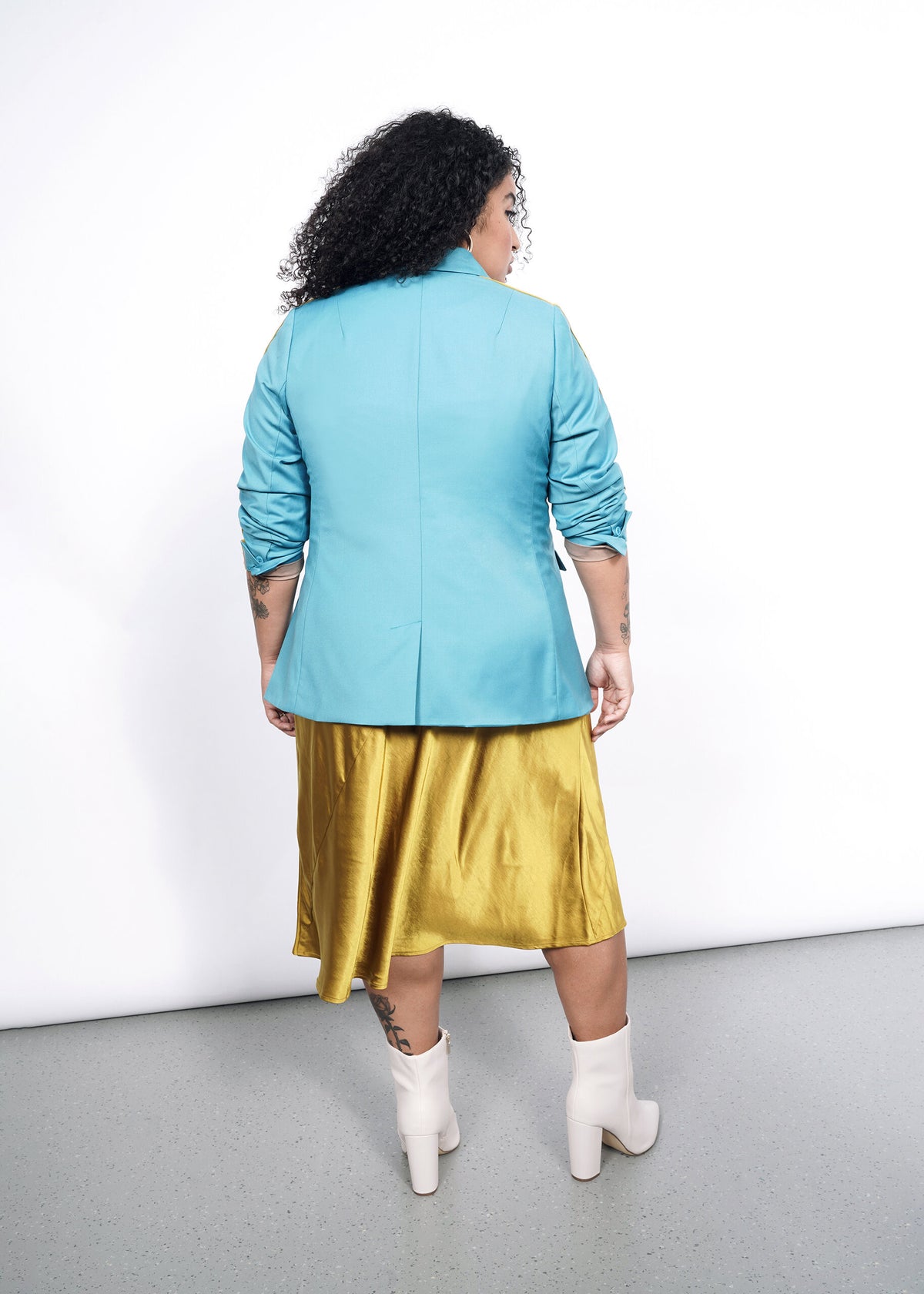 The Empower Taped Colorblock Tux Blazer in Coastal