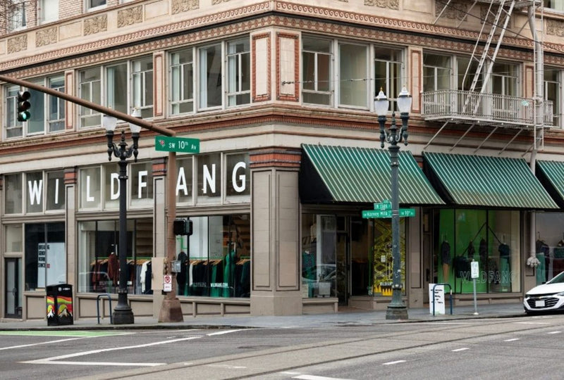 Wildfang Portland storefront view from street corner
