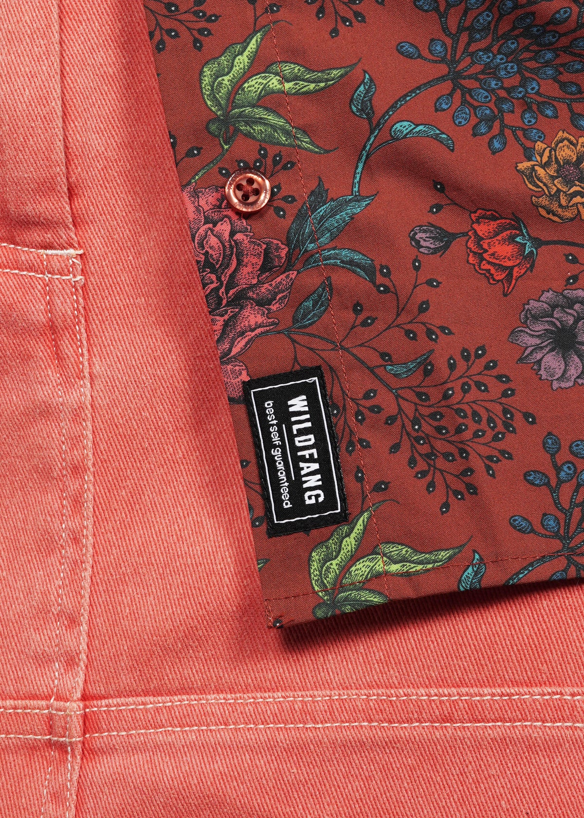 Model wearing The Essential Button Up in Blooms Cinnamon