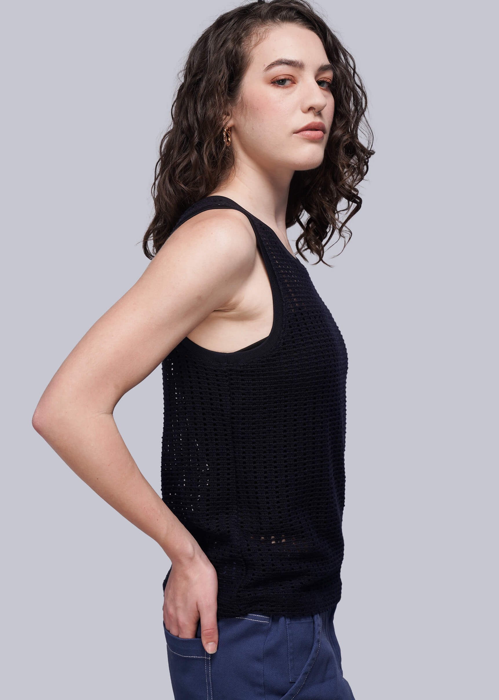 JANE SMITH　 MESH UP DOWN TANK TOP CLOZOZ Fishnet Tank Tops Women Mesh Top See Through Tops for Women