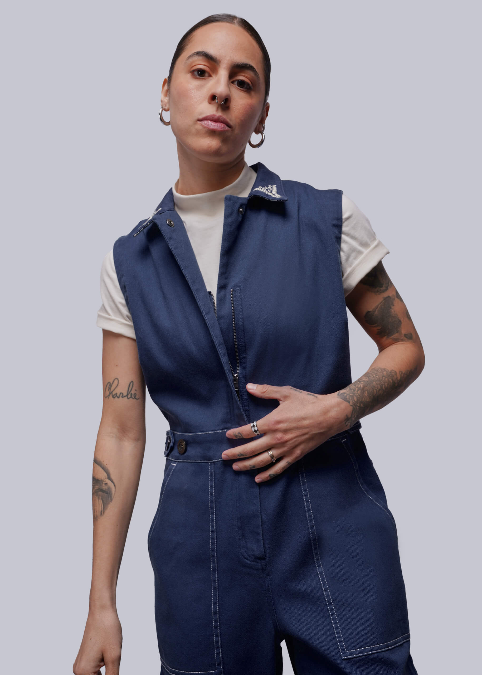 Juliette Lewis X Wildfang Sleeveless Denim Coverall