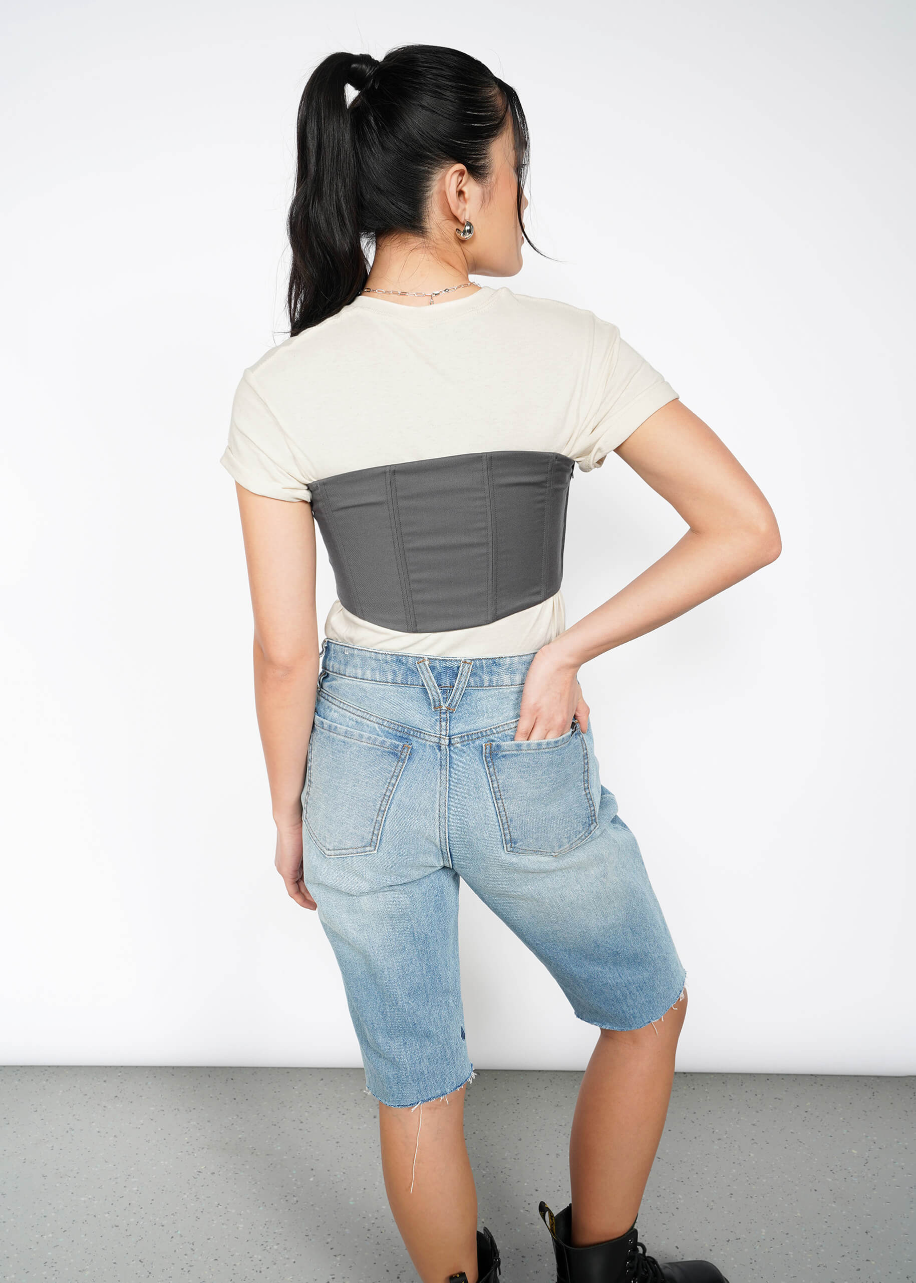 The Empower 6-Way Corset in Charcoal