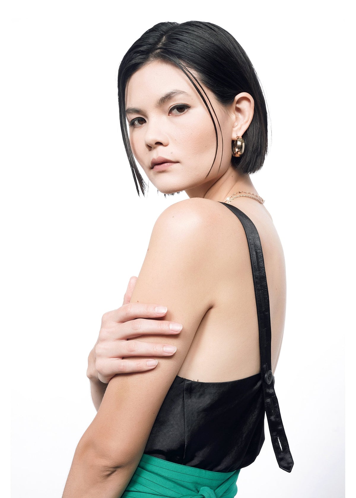 The Empower Satin Adjustable Cami in Black