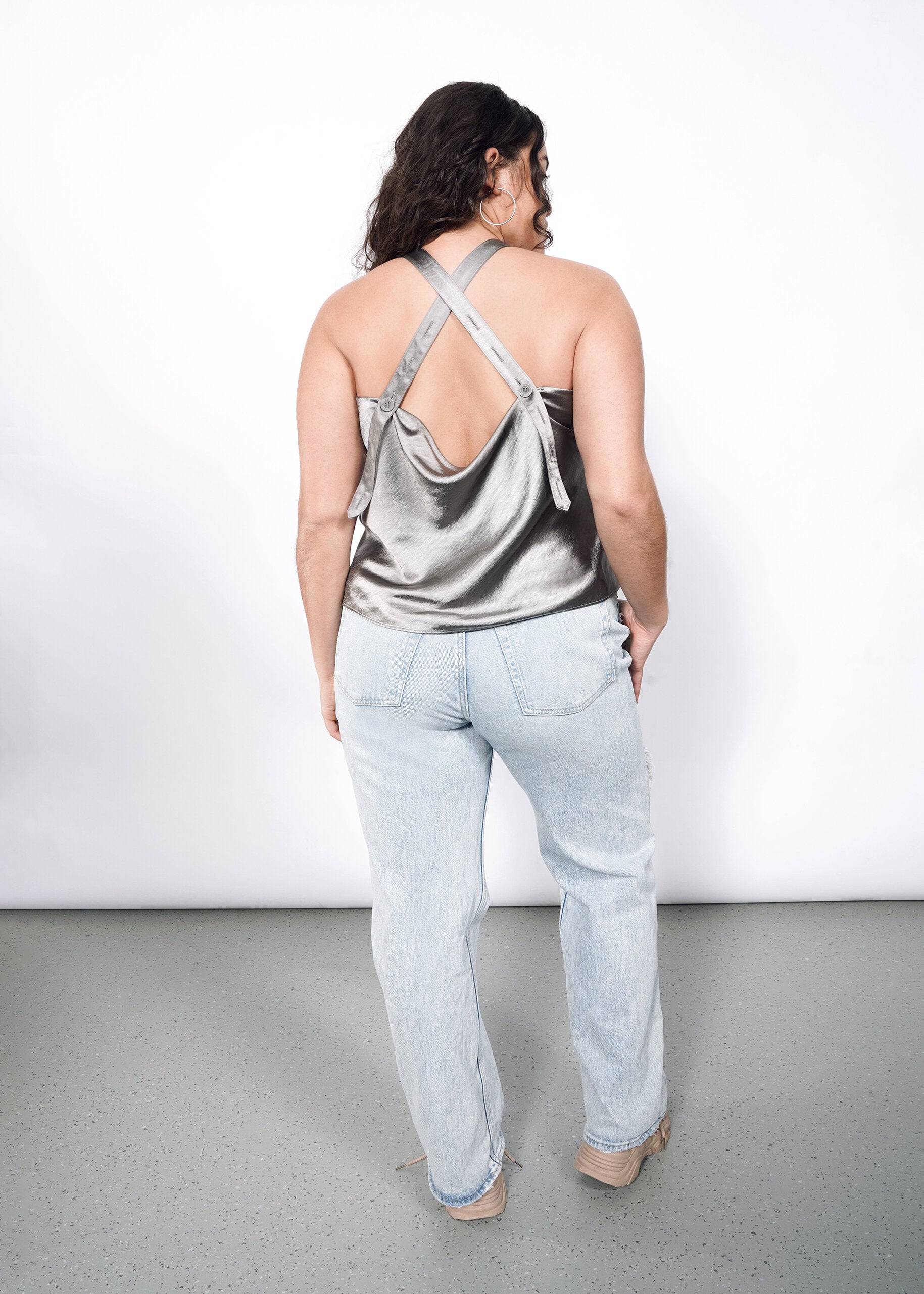 The Empower Adjustable Satin Cami in Grey