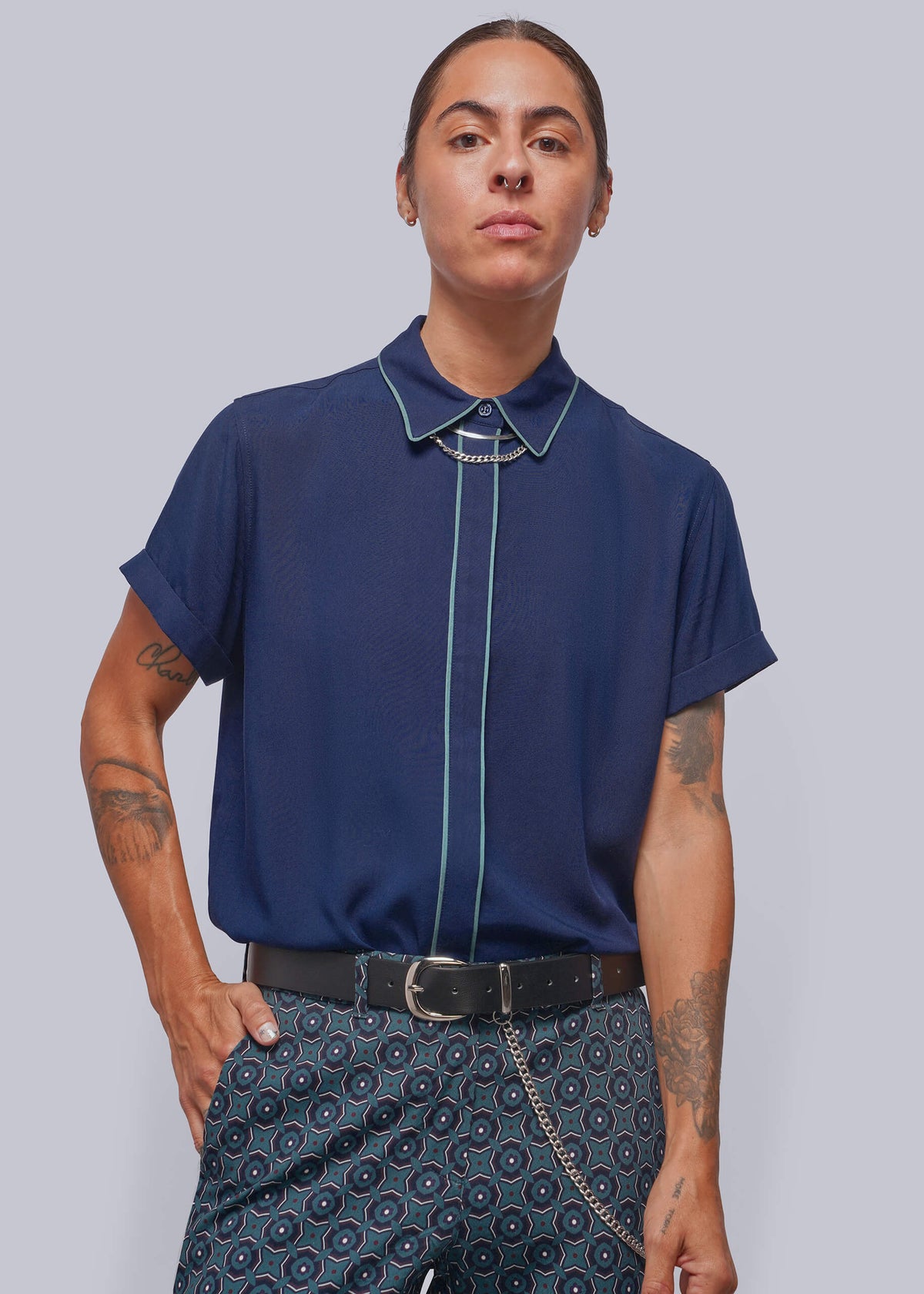 The Empower Piped Button Up