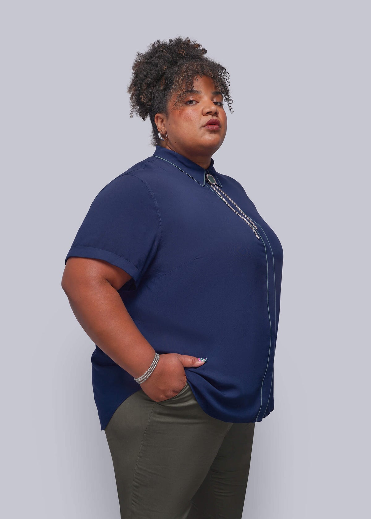The Empower Piped Button Up
