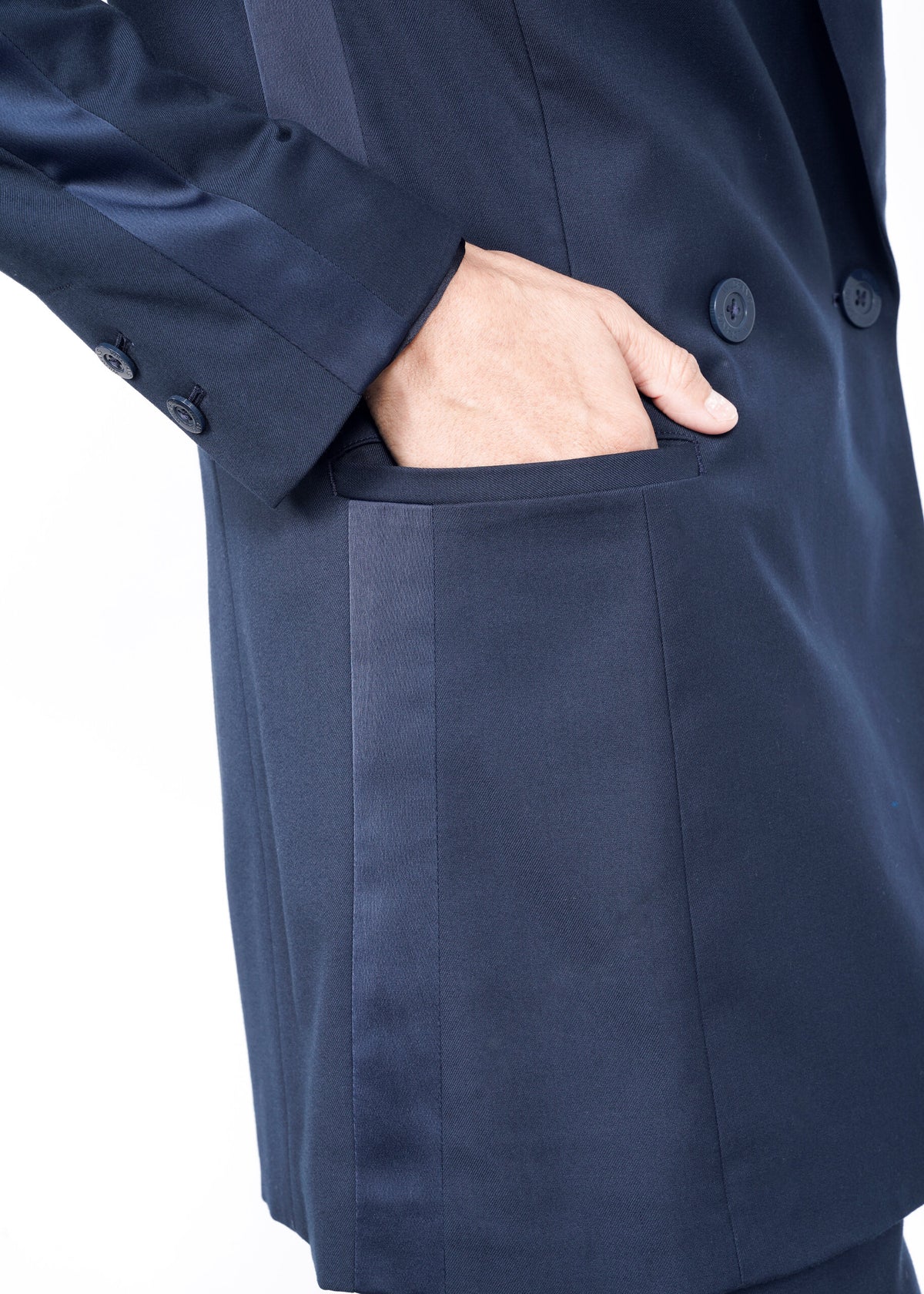 The Empower Colorblock Double Breasted Blazer in Navy