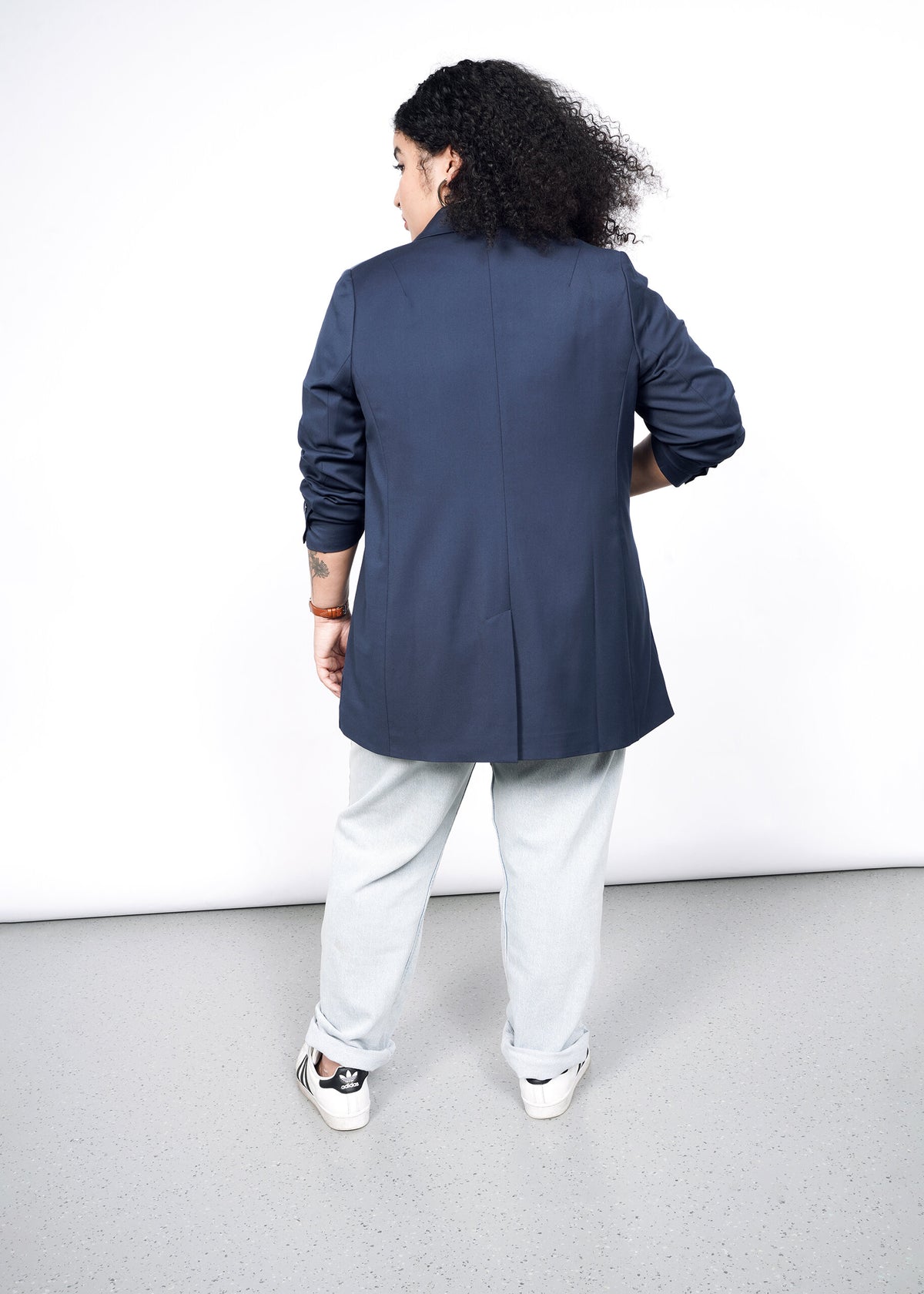 The Empower Colorblock Double Breasted Blazer in Navy