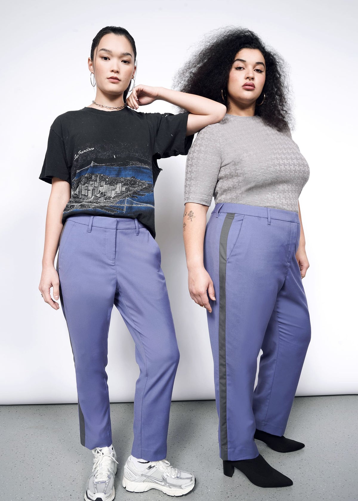 The Empower Colorblock Slim Crop Pant in Blueberry / Charcoal 