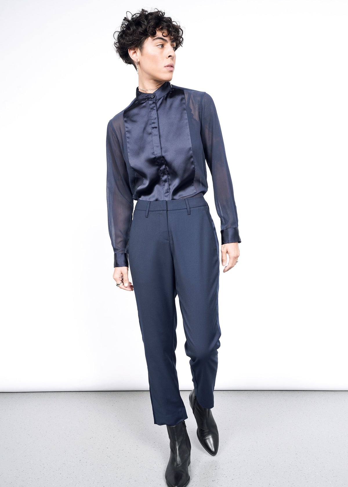 The Empower Colorblock Slim Crop Pant in Navy