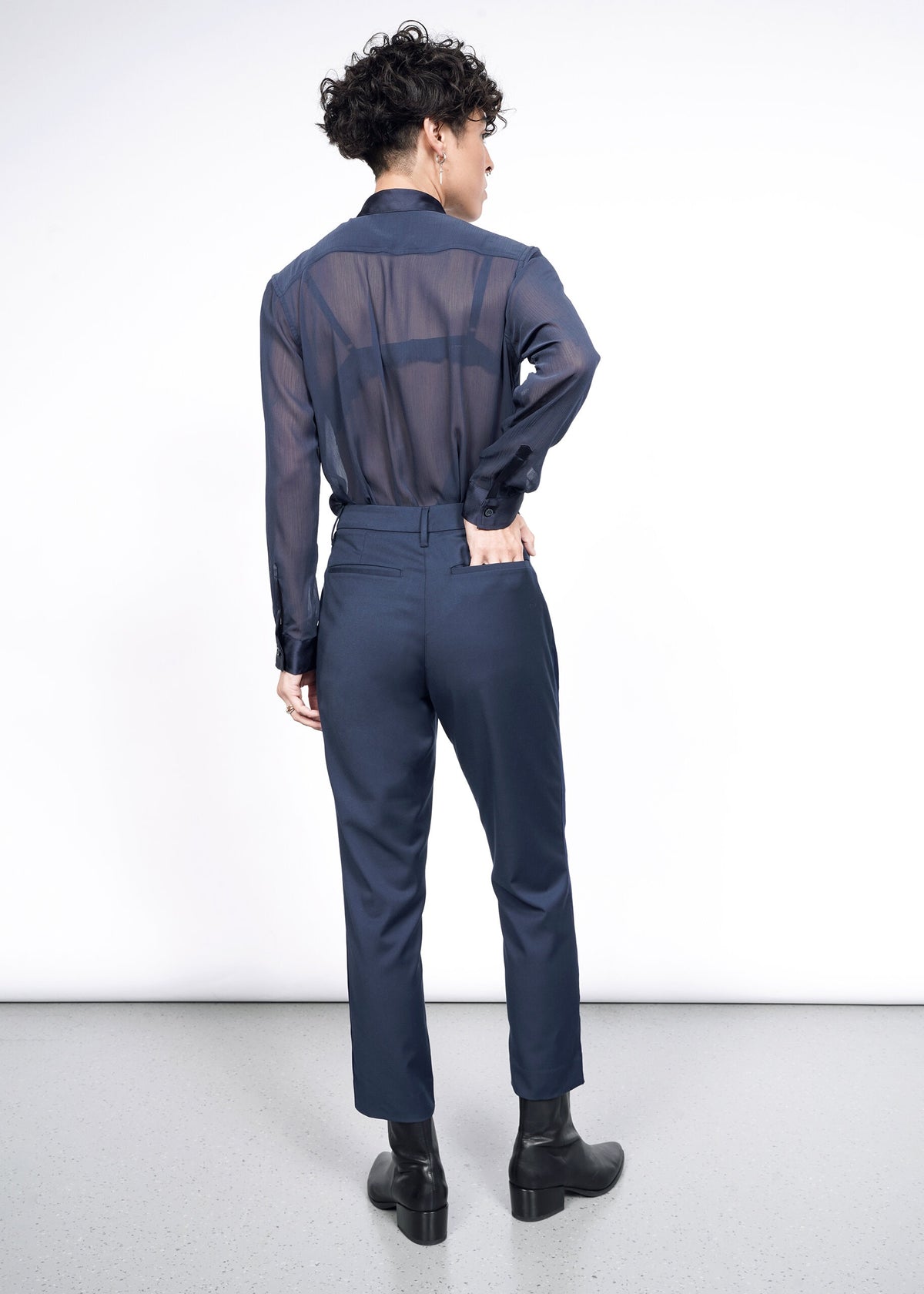 The Empower Colorblock Slim Crop Pant in Navy