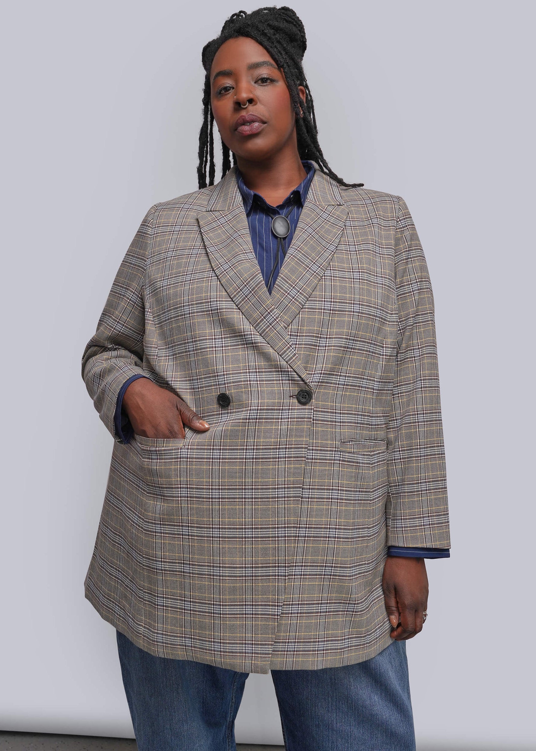 The Empower Plaid Double Breasted Blazer – Wildfang