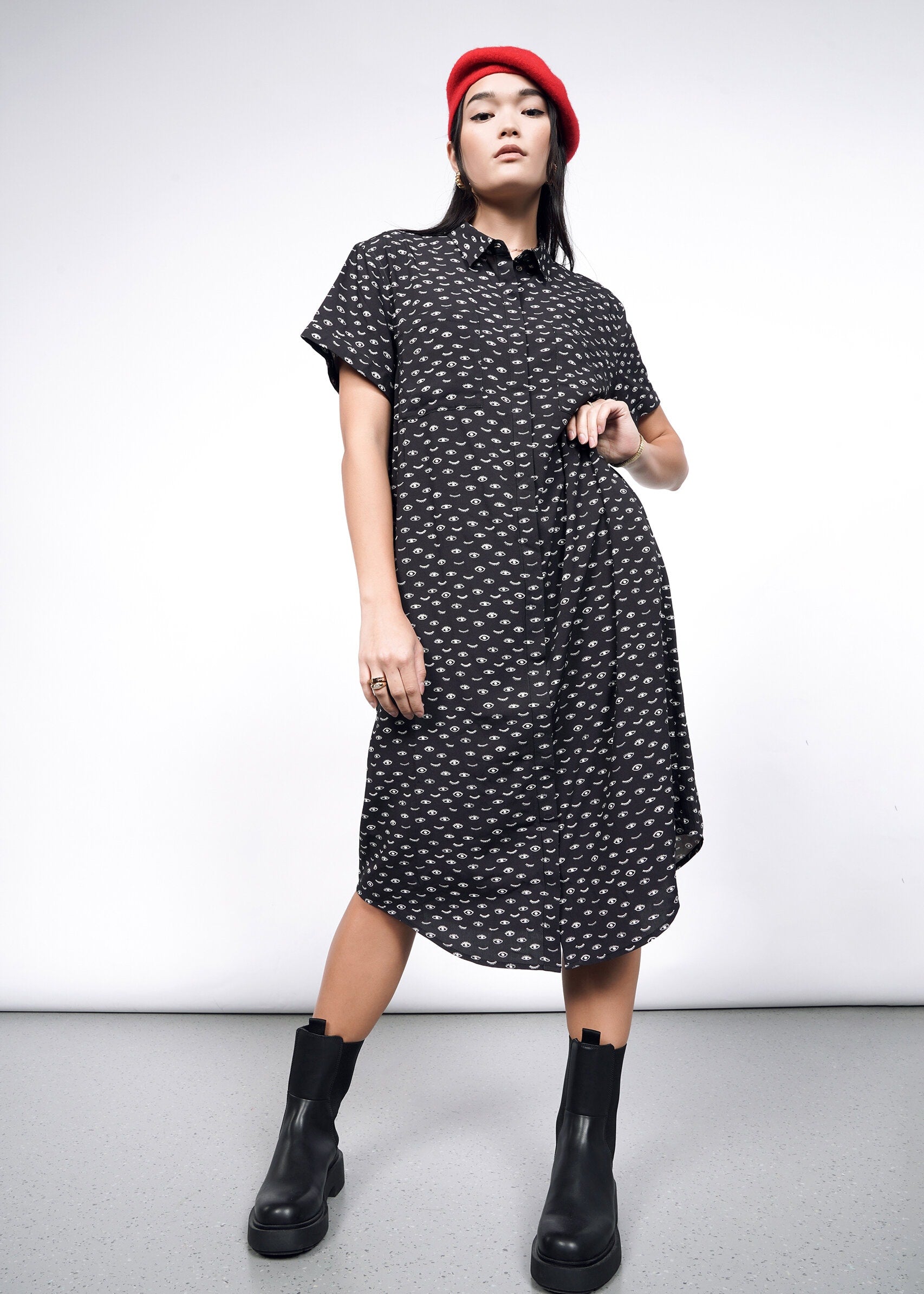 The Empower Shirt Dress in Wink Black