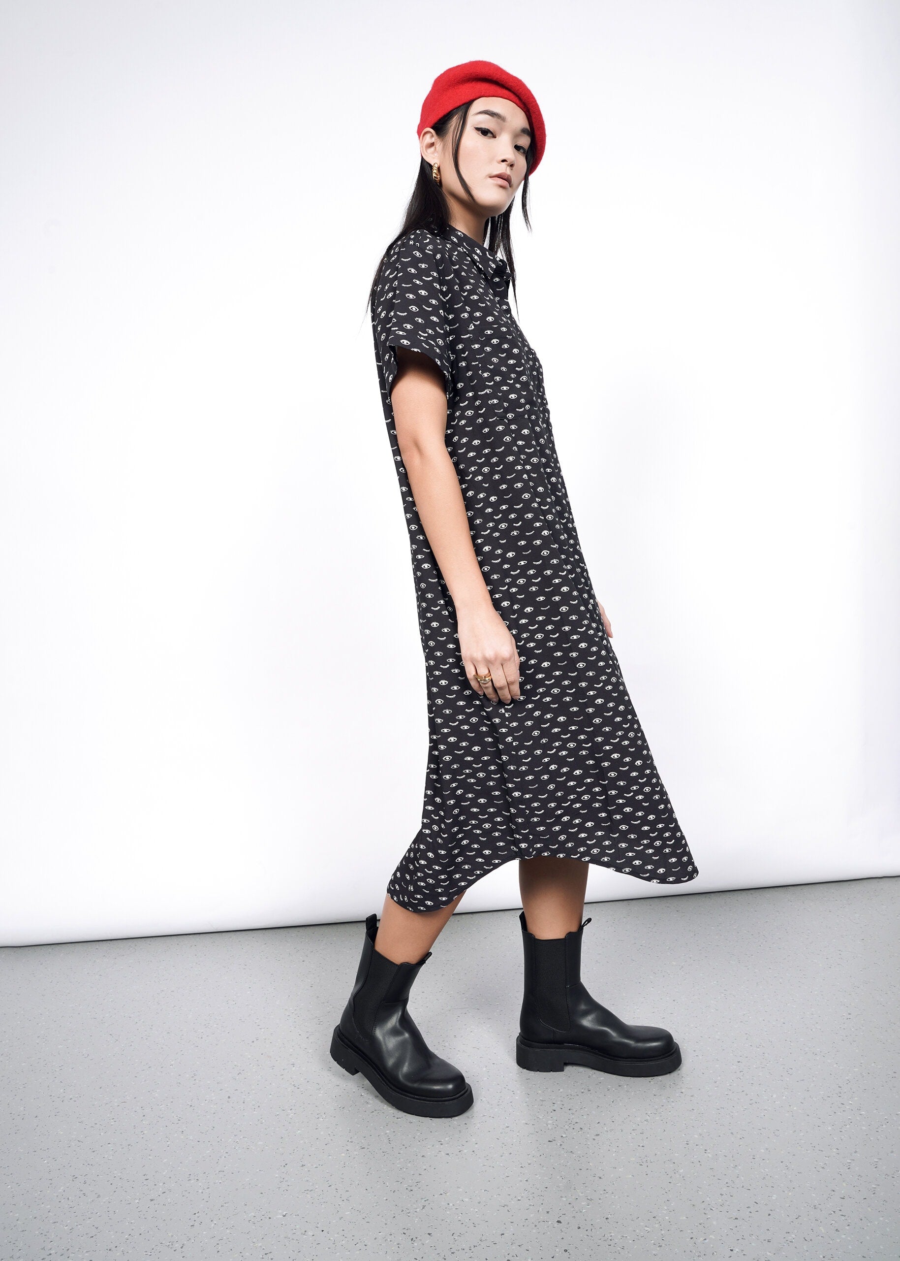 The Empower Shirt Dress in Wink Black