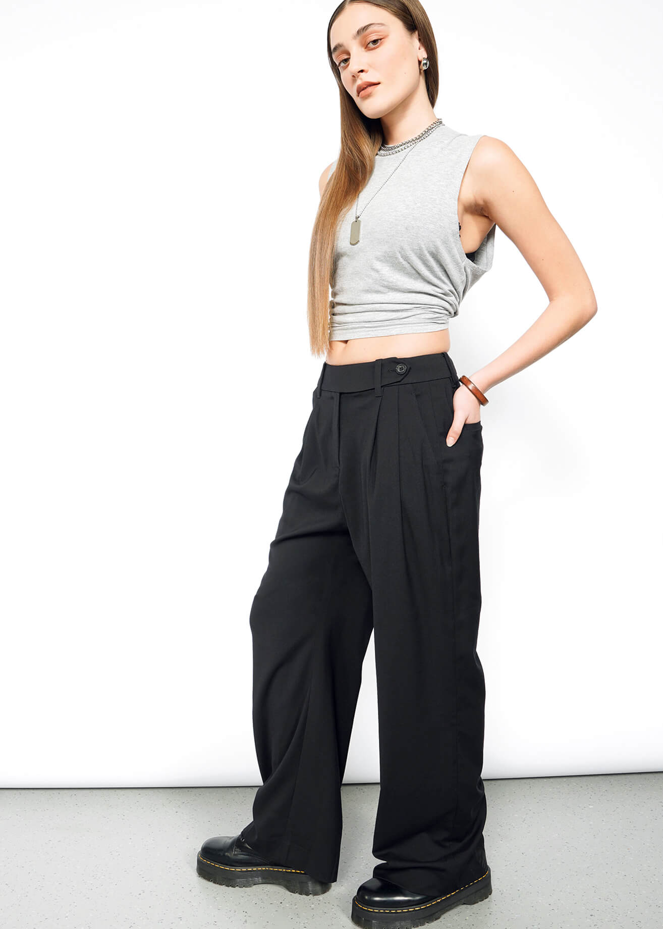 The Empower Wide Leg Trouser in Black