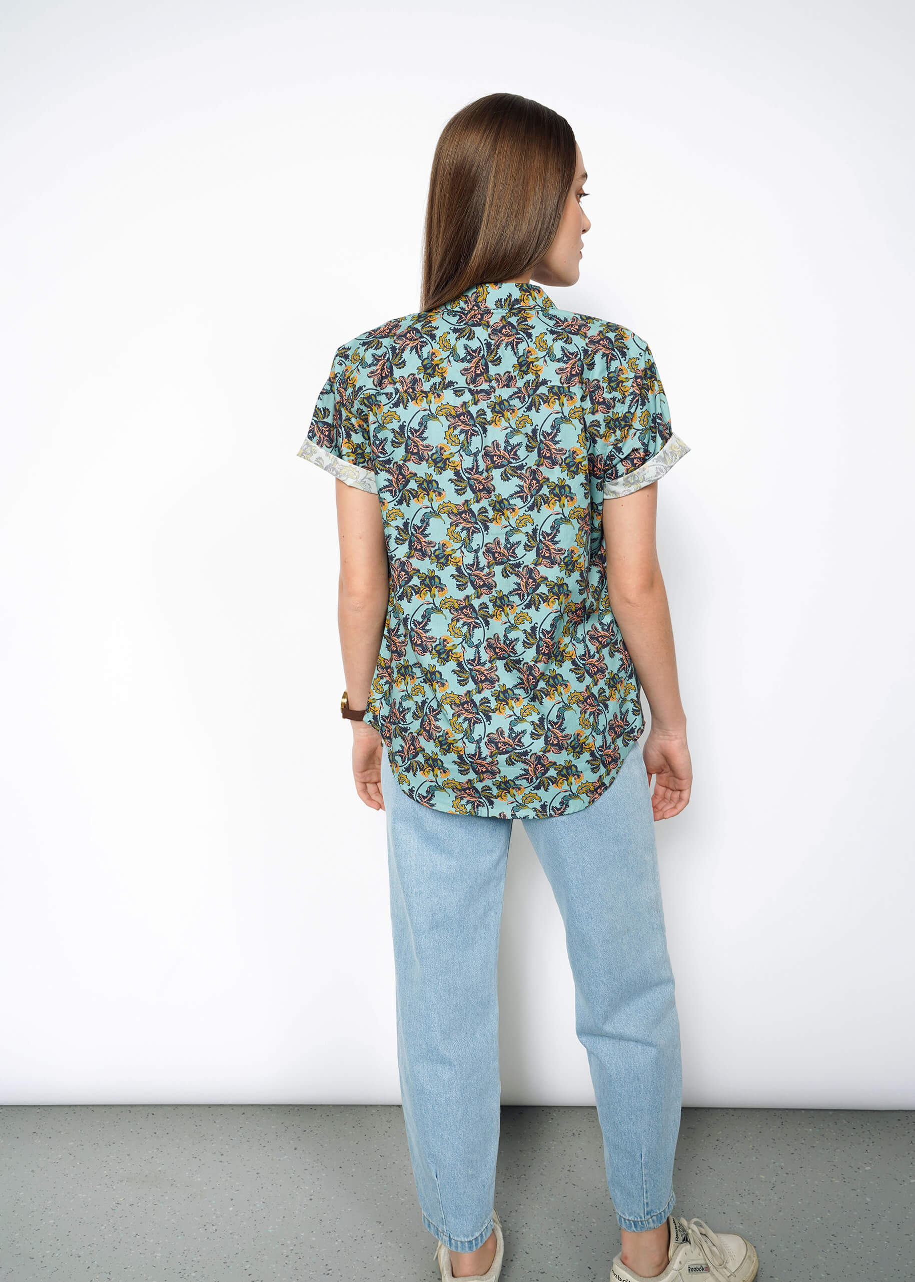The Essential Button Up in Iris Light Teal