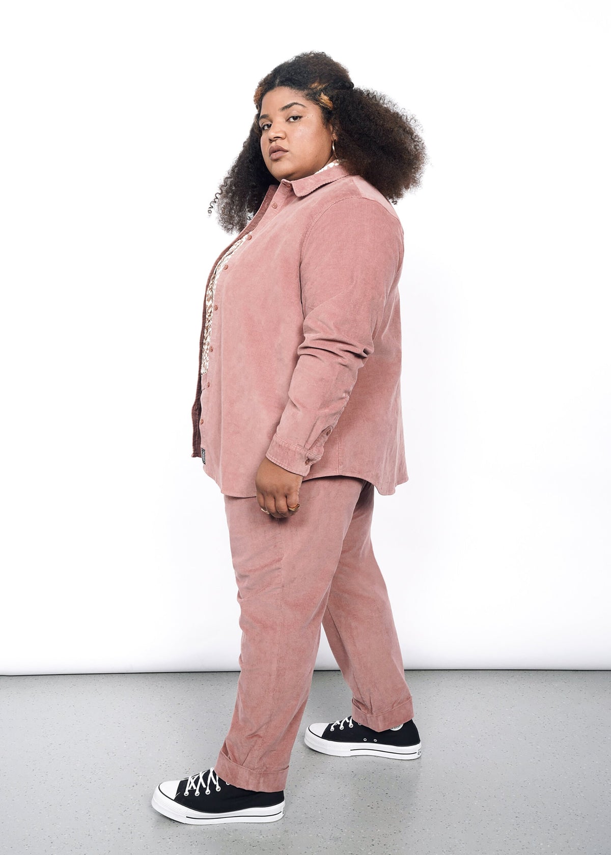 The Essential Corduroy Long Sleeve Button Up in Rose Brown