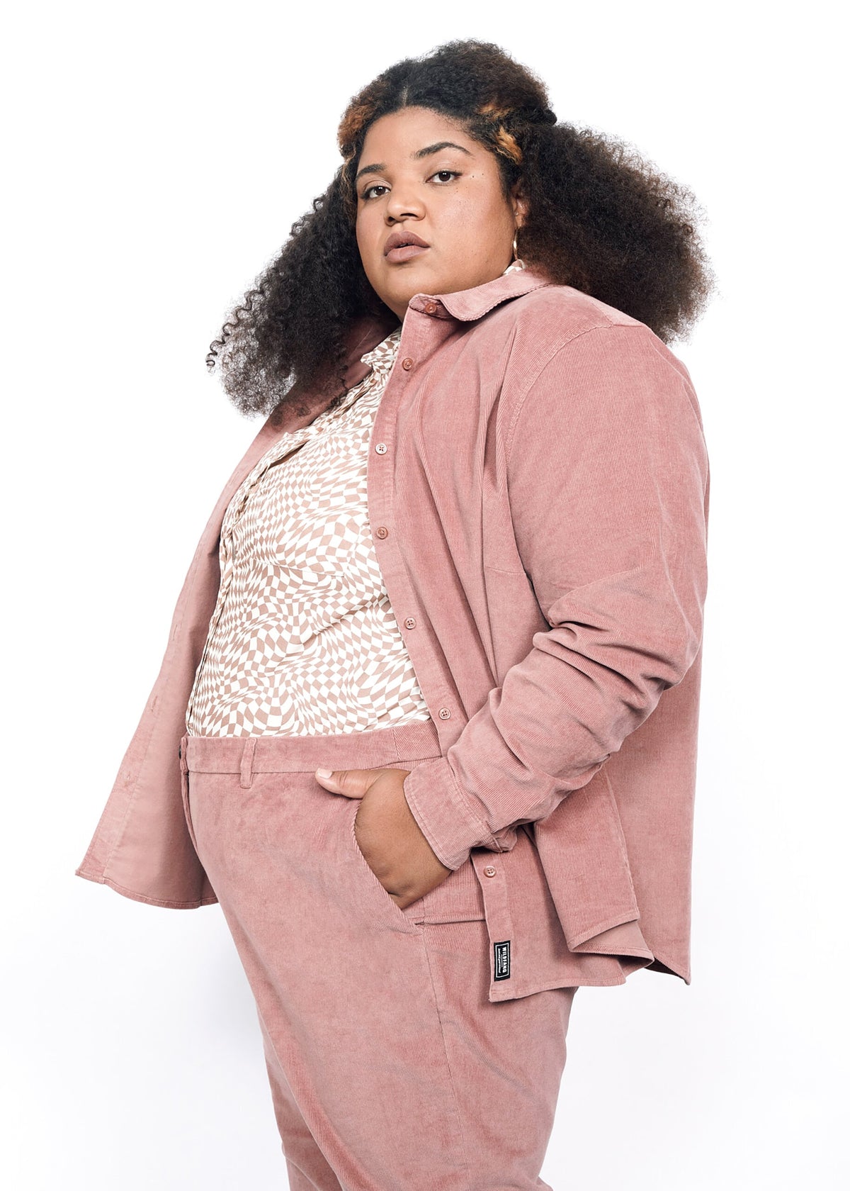 The Essential Corduroy Long Sleeve Button Up in Rose Brown