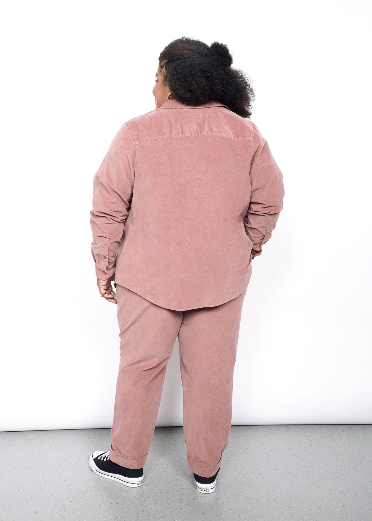The Essential Corduroy Long Sleeve Button Up in Rose Brown