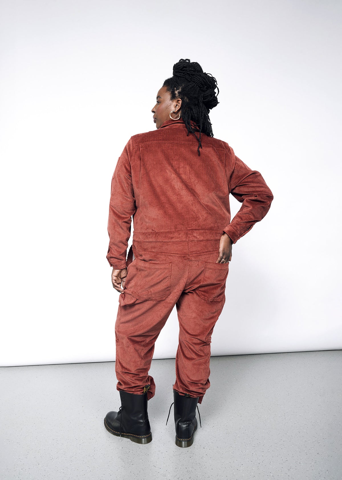 The Essential Corduroy Long Sleeve Coverall in Cinnamon