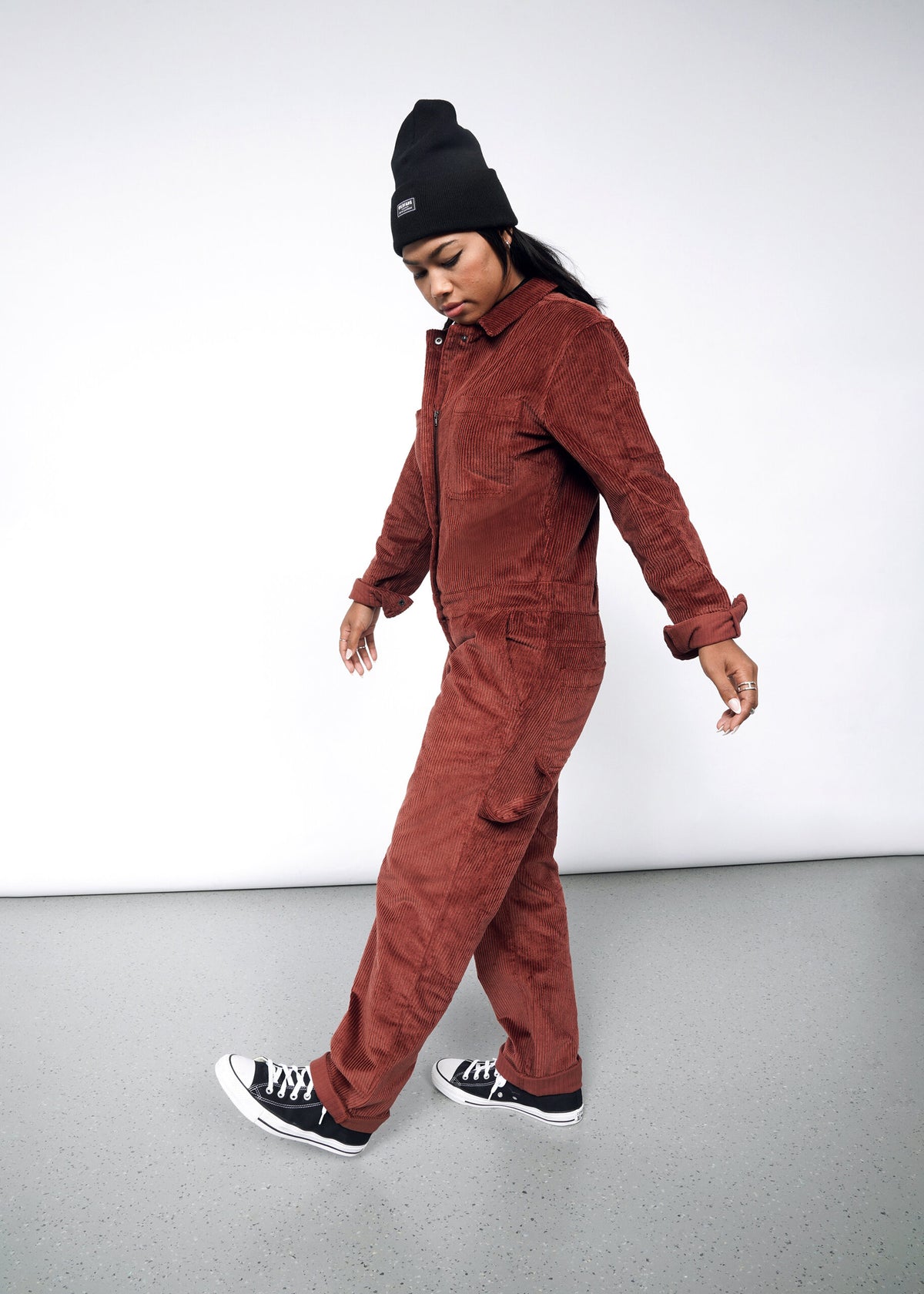 The Essential Corduroy Long Sleeve Coverall in Cinnamon