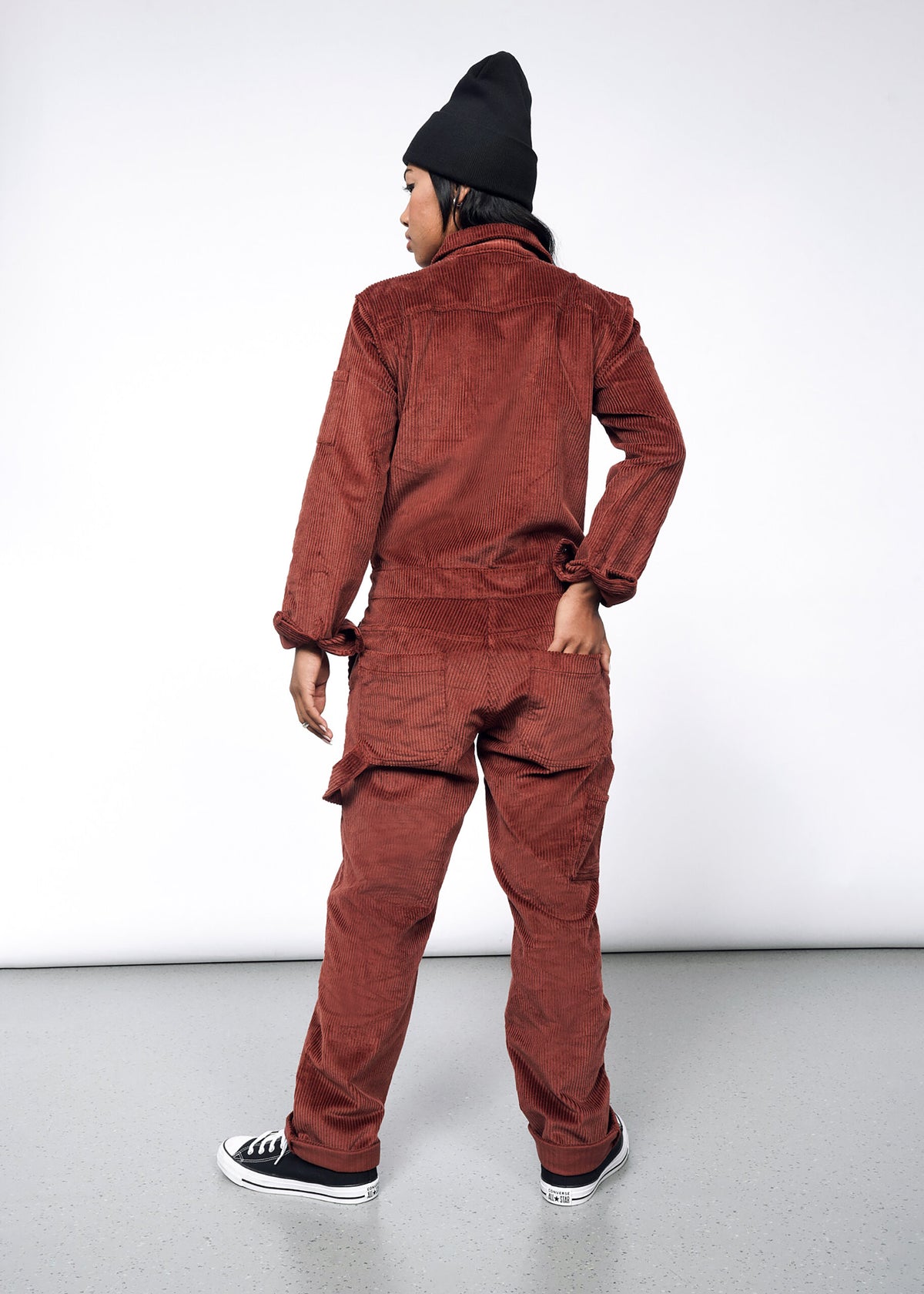 The Essential Corduroy Long Sleeve Coverall in Cinnamon