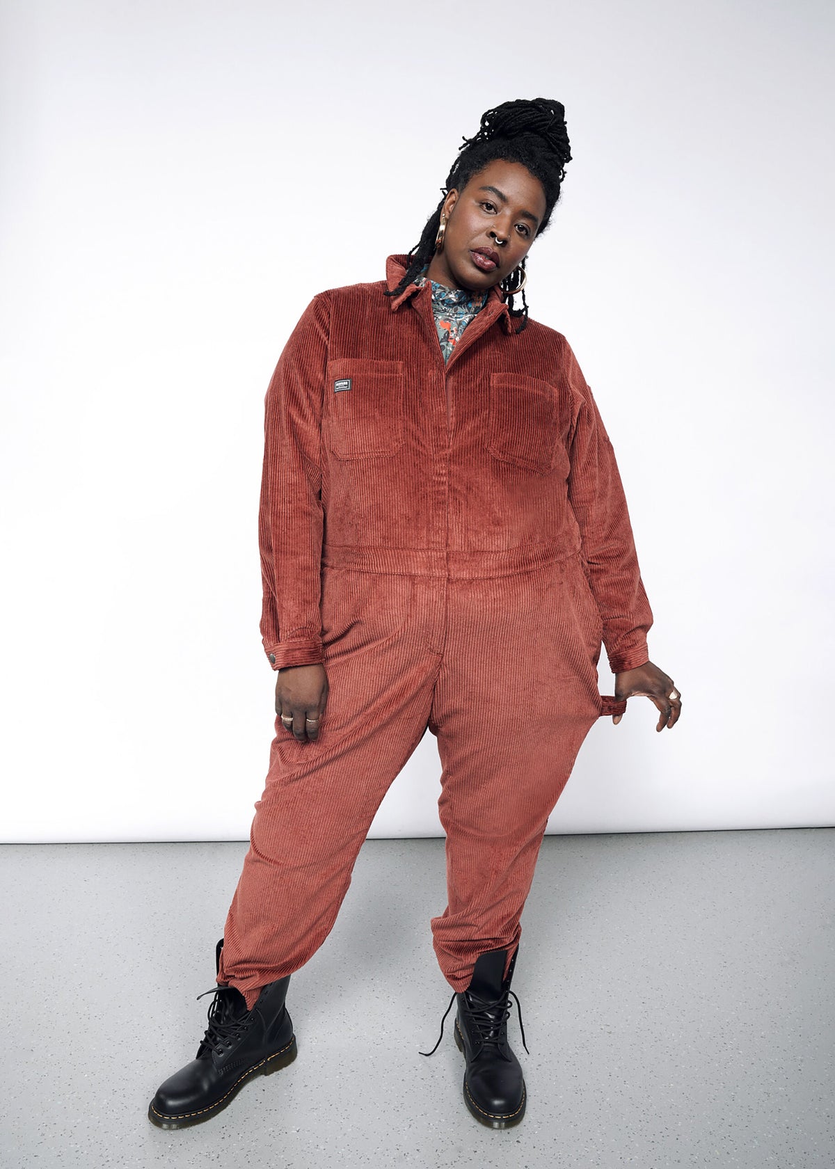 The Essential Corduroy Long Sleeve Coverall in Cinnamon