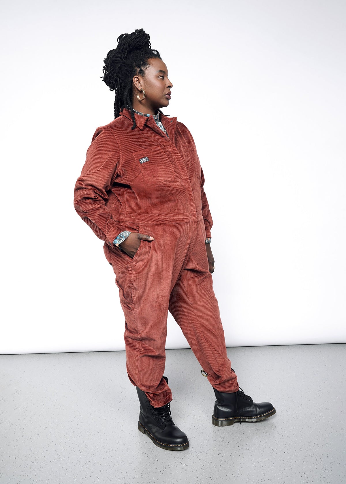 The Essential Corduroy Long Sleeve Coverall in Cinnamon