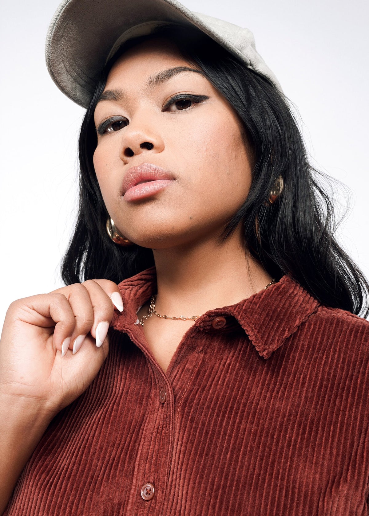 The Essential Corduroy Long Sleeve Shirt Dress in Cinnamon