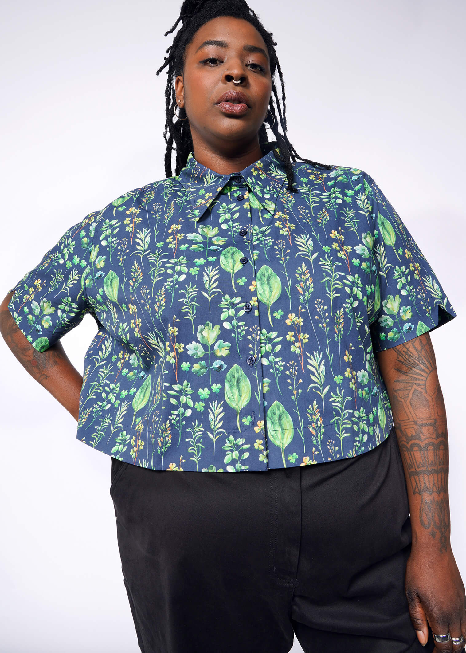 The Essential Cropped Button Up