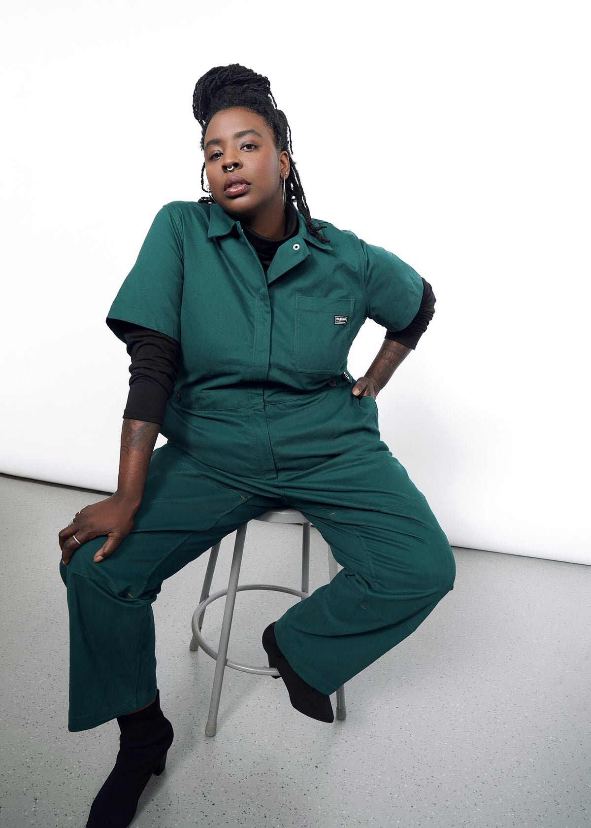 The Essential High Waisted Coverall in Forest