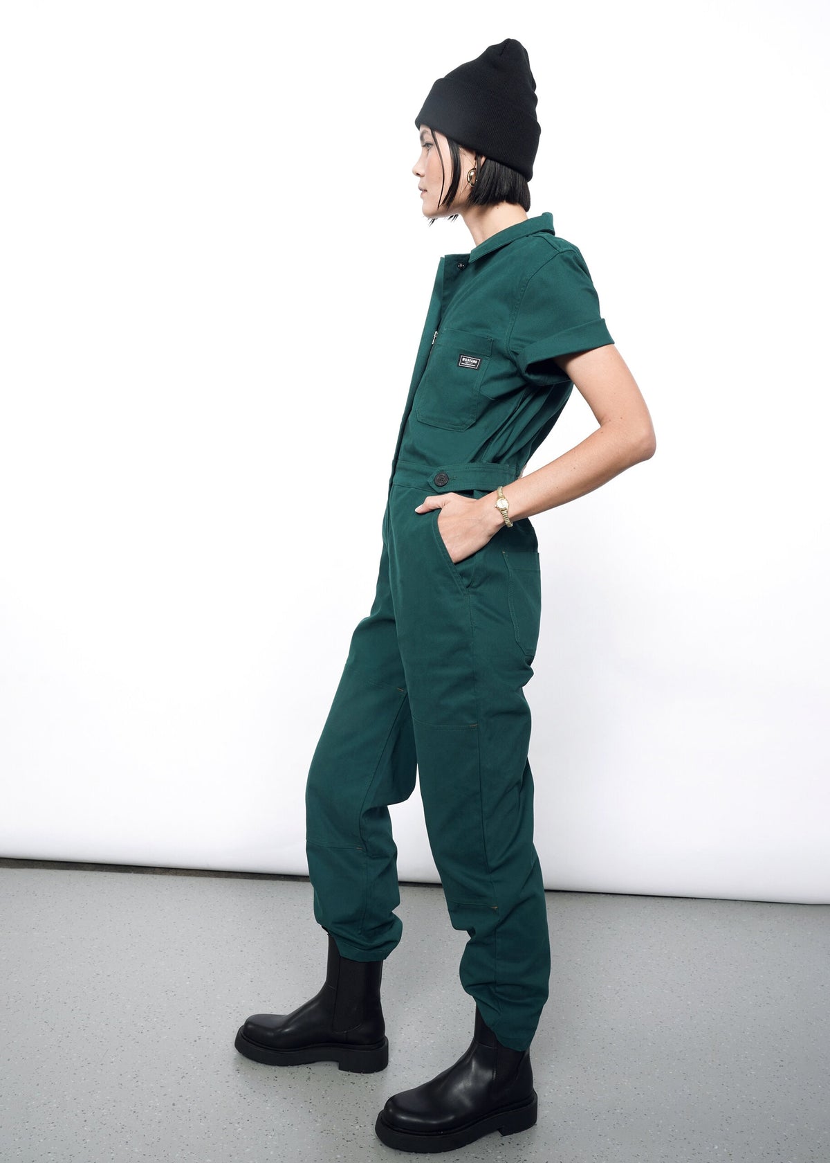 The Essential High Waisted Coverall in Forest