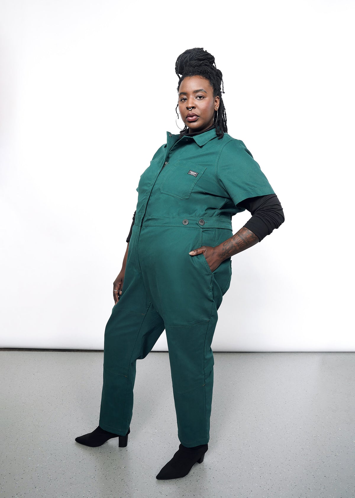 The Essential High Waisted Coverall in Forest
