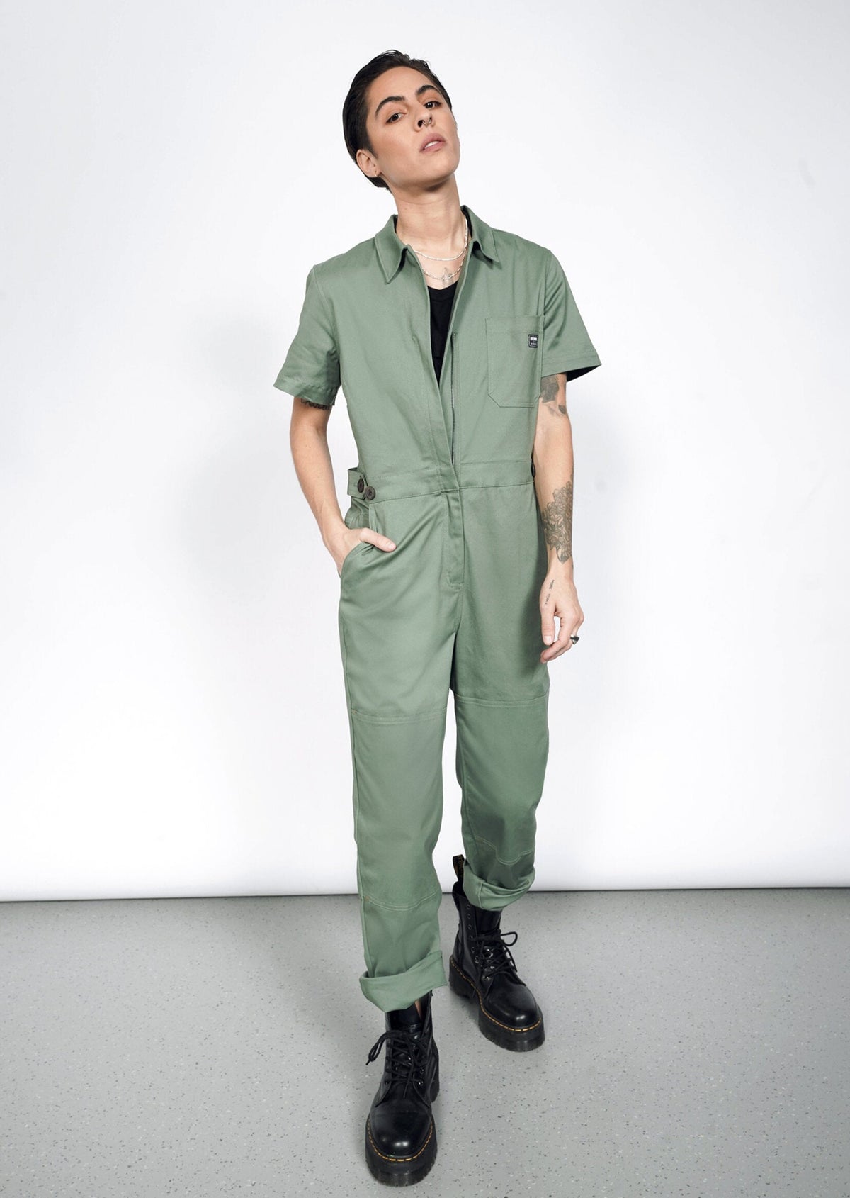The Essential High Waisted Coverall in Ivy