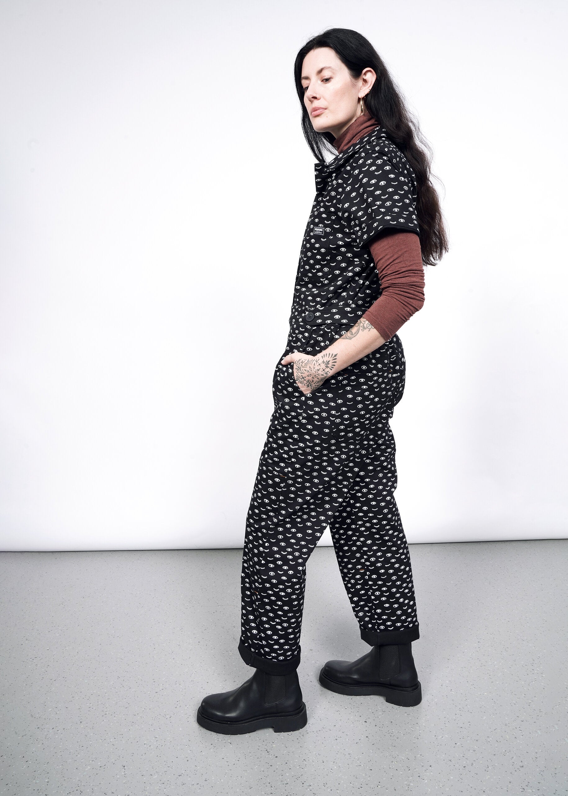 The Essential High Waisted Coverall in Wink Black