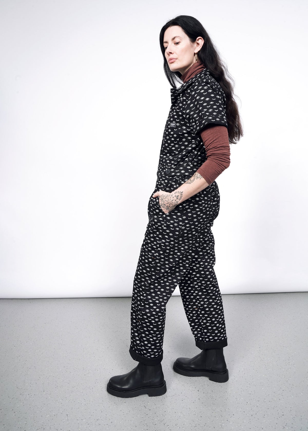 The Essential High Waisted Coverall in Wink Black
