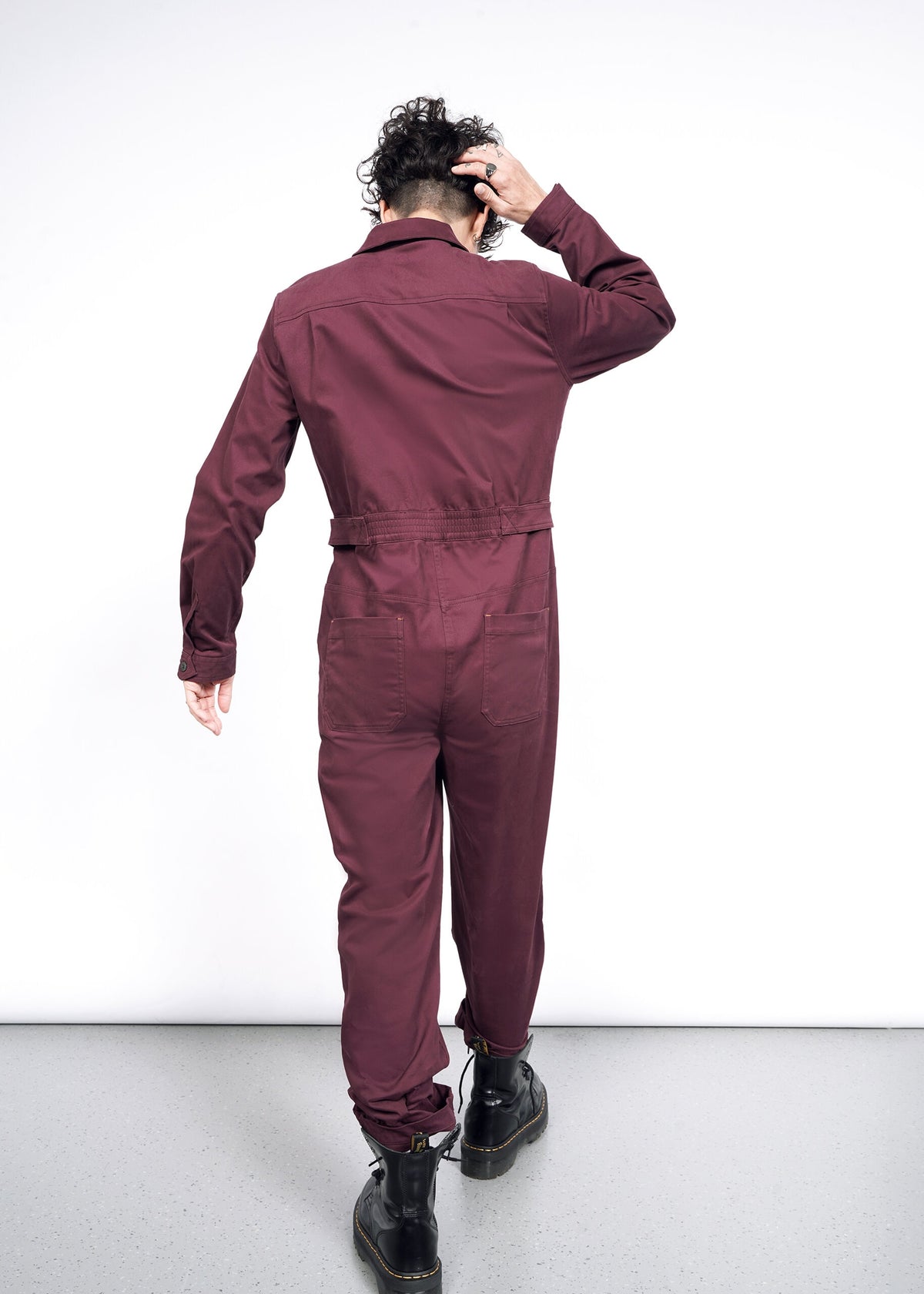 The Essential Long Sleeve High Waisted Coverall in Merlot