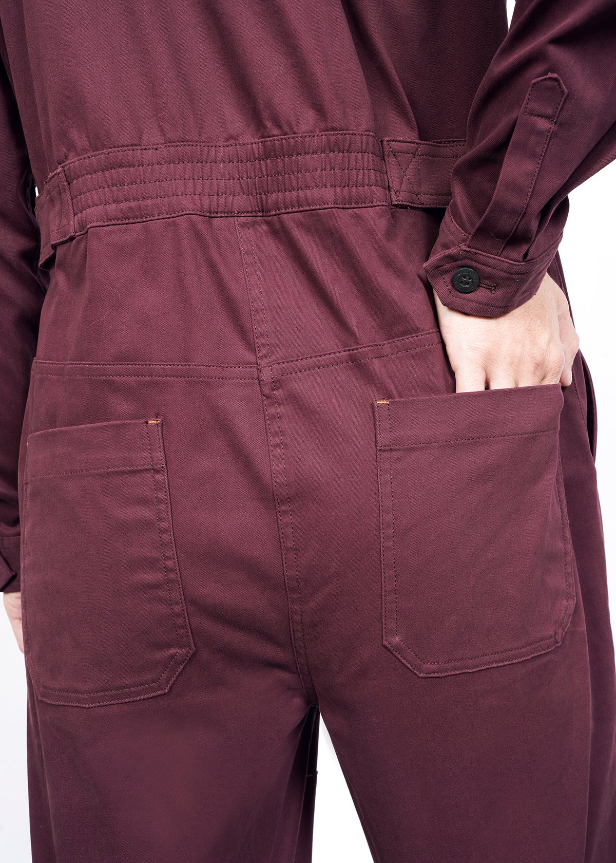 The Essential Long Sleeve High Waisted Coverall in Merlot