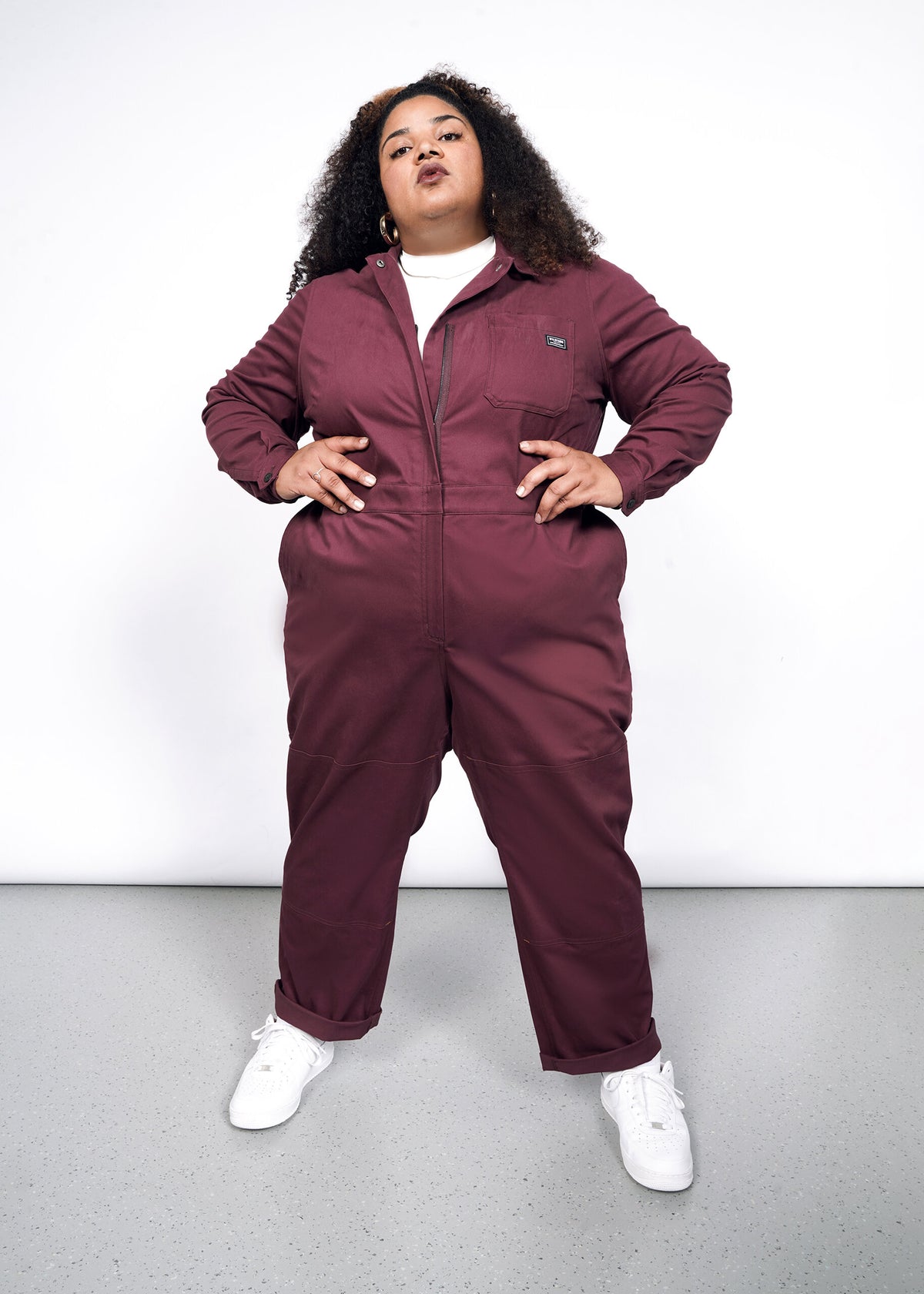 The Essential Long Sleeve High Waisted Coverall in Merlot