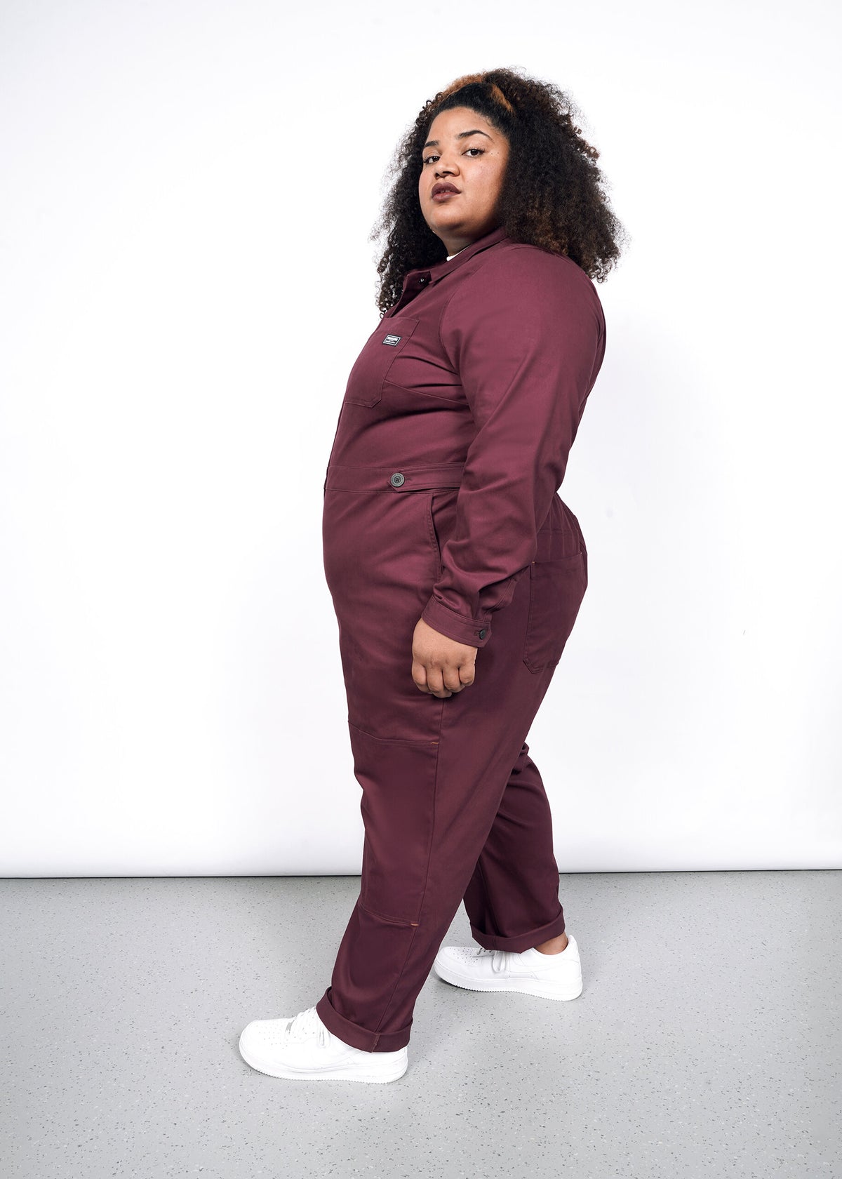 The Essential Long Sleeve High Waisted Coverall in Merlot