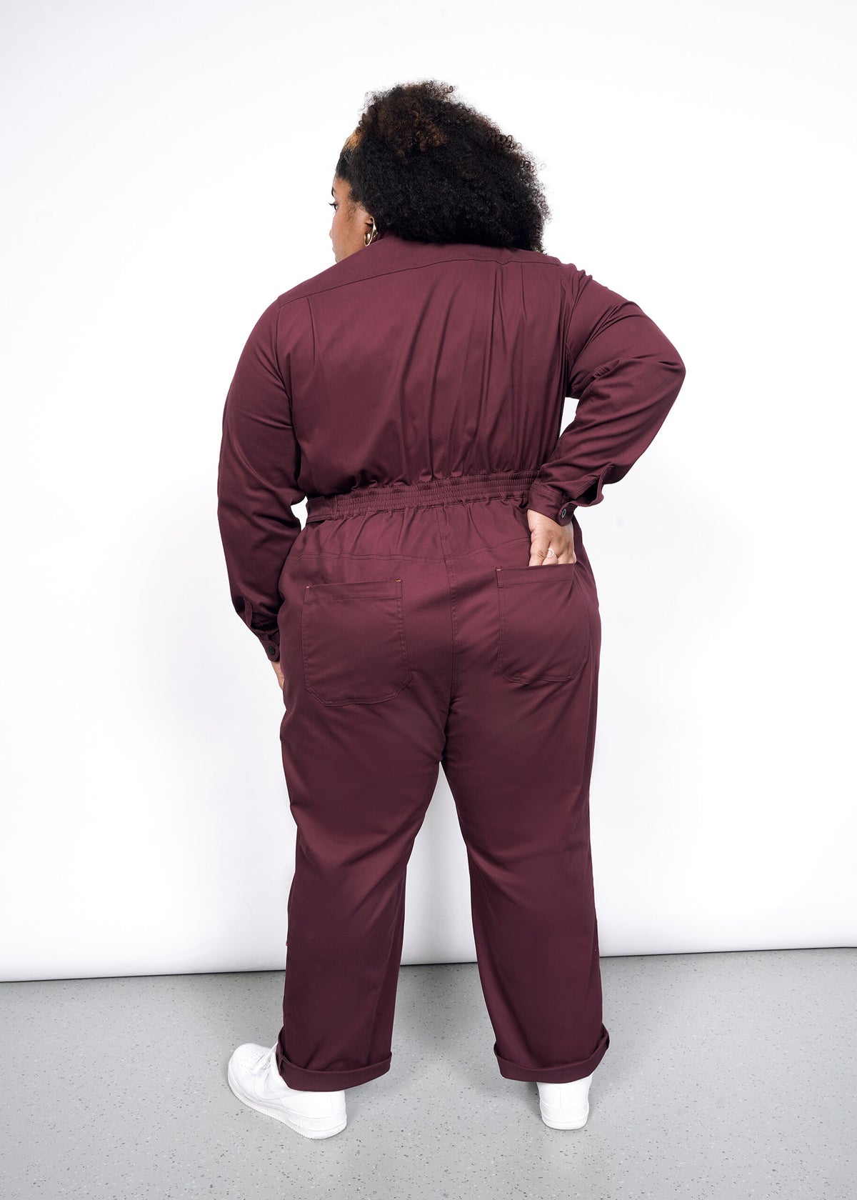 The Essential Long Sleeve High Waisted Coverall in Merlot