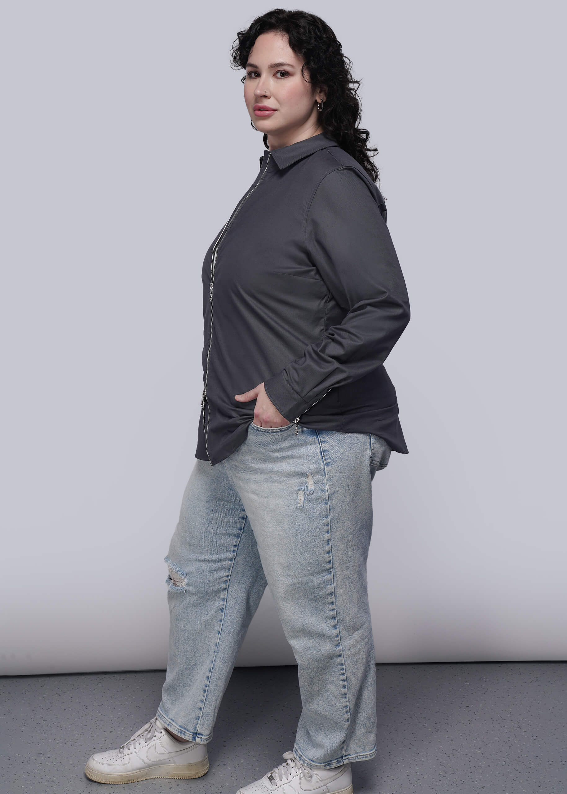 The Essential Long Sleeve Oxford Zip Up Shirt – Wildfang