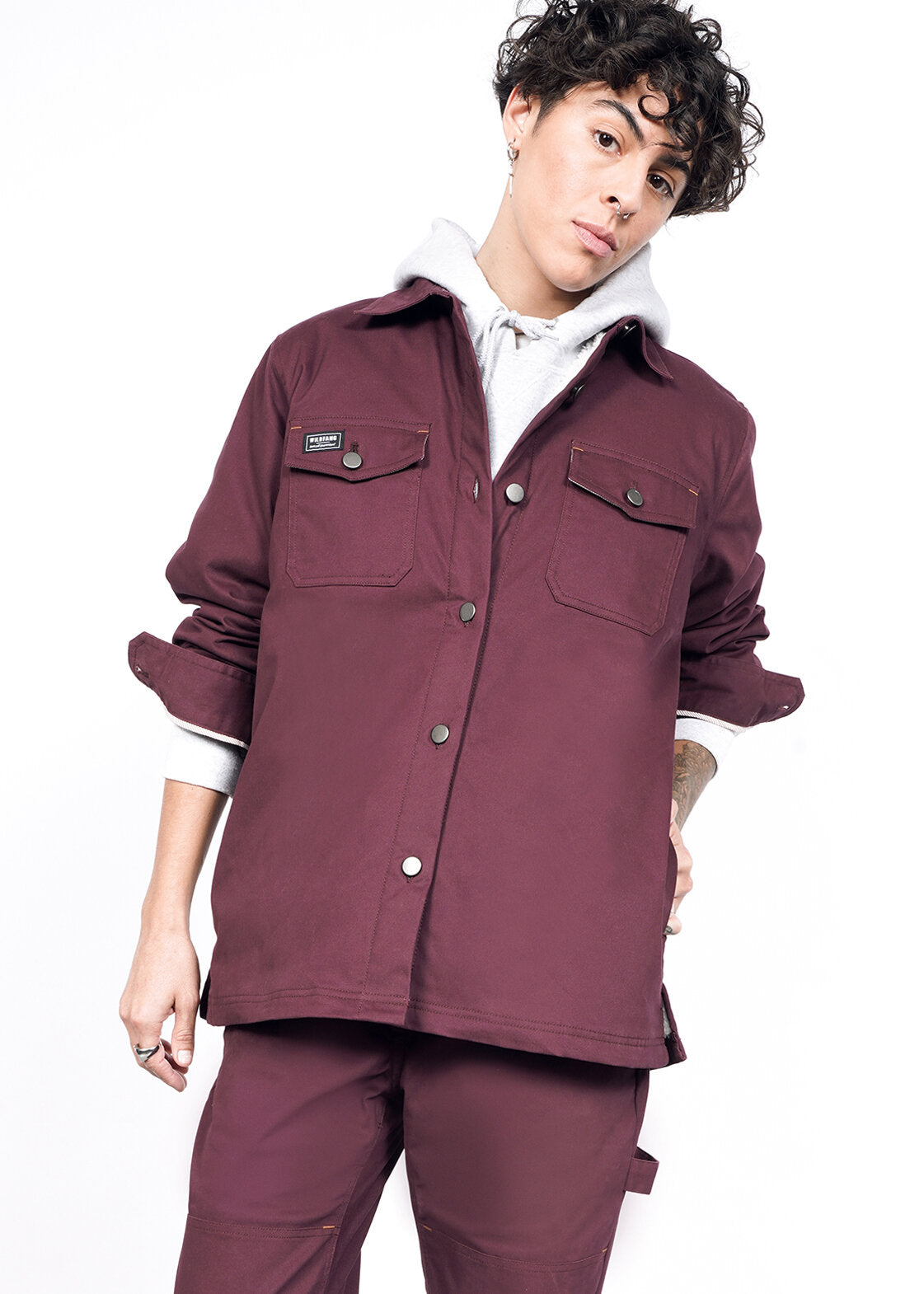 The Essential Fleece Lined Shacket in Merlot